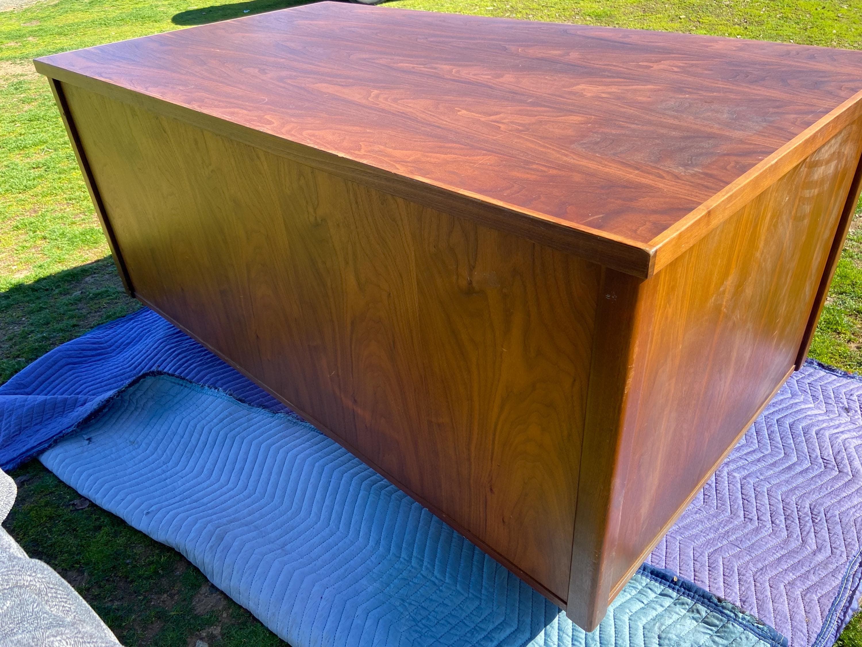 vintage mid century modern walnut executive desk - Thumbnail 5