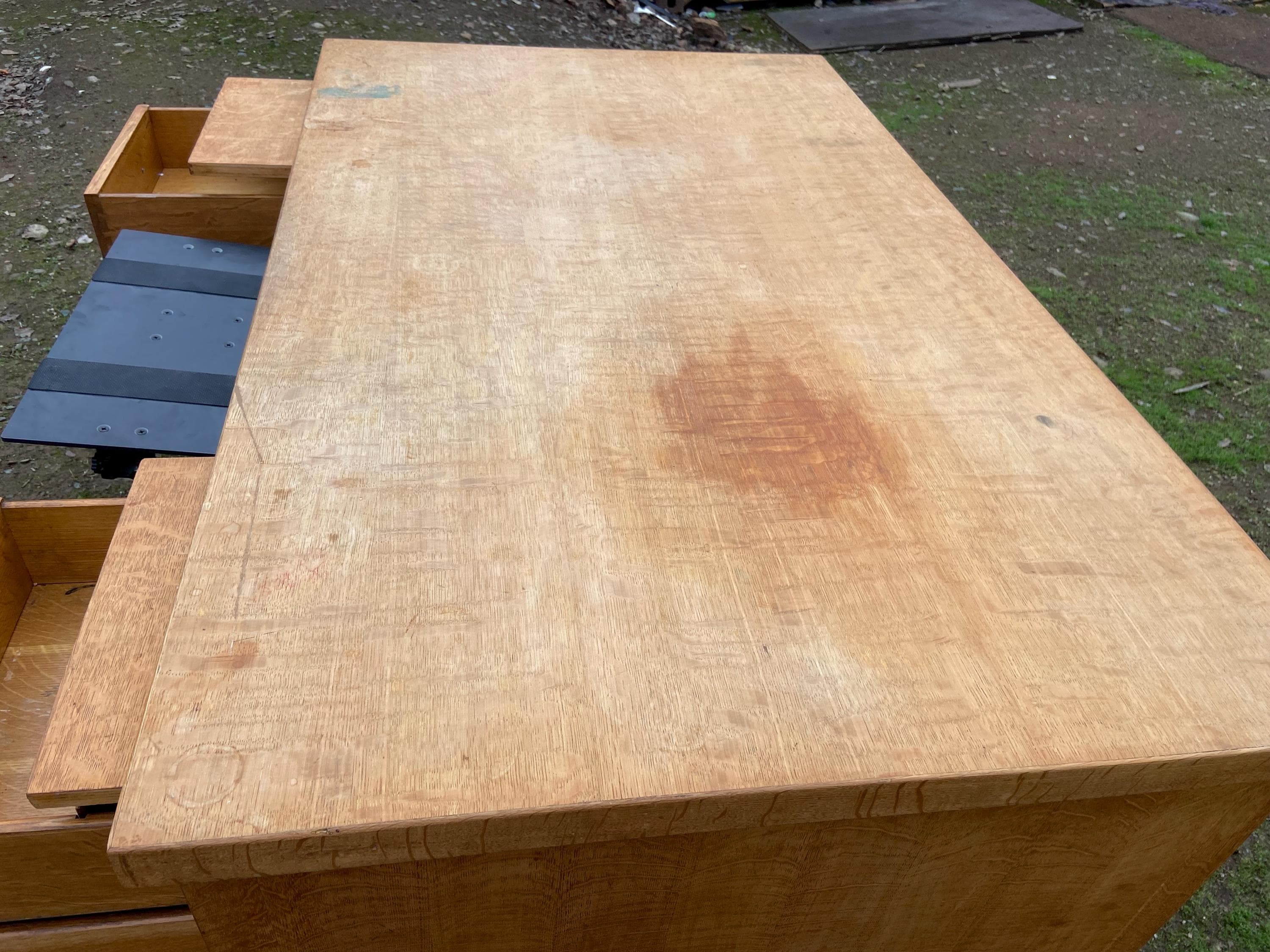 Traditional Antique Oak Teacher Library or Writing Desk Needs Some Refinishing - Thumbnail 9