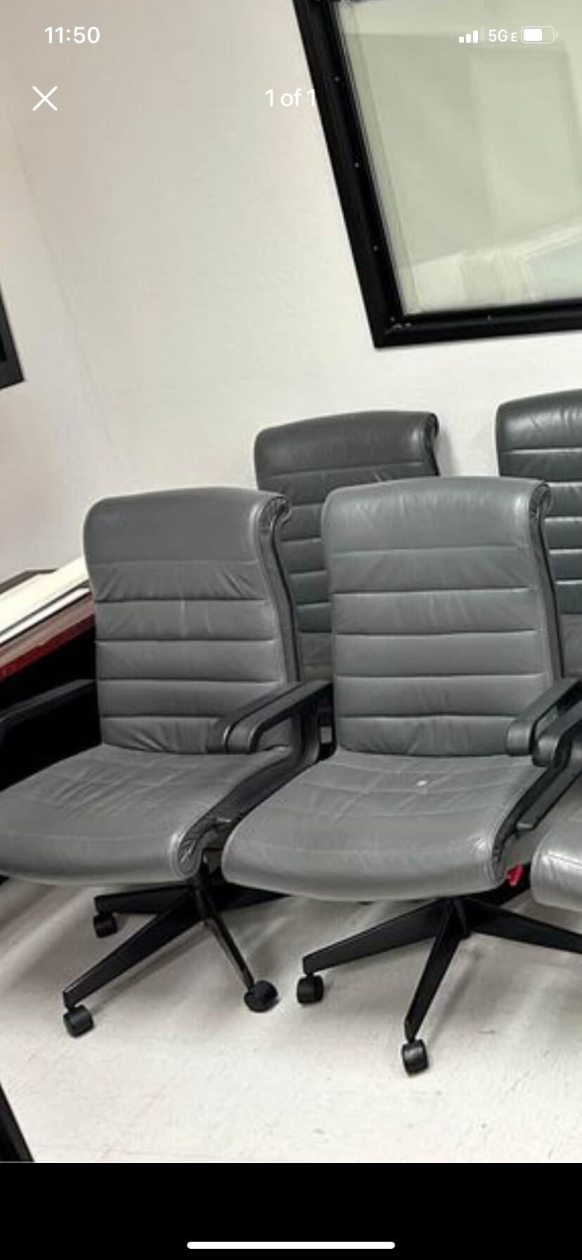 vintage Richard sapper knoll management grey leather chair - Thumbnail 8