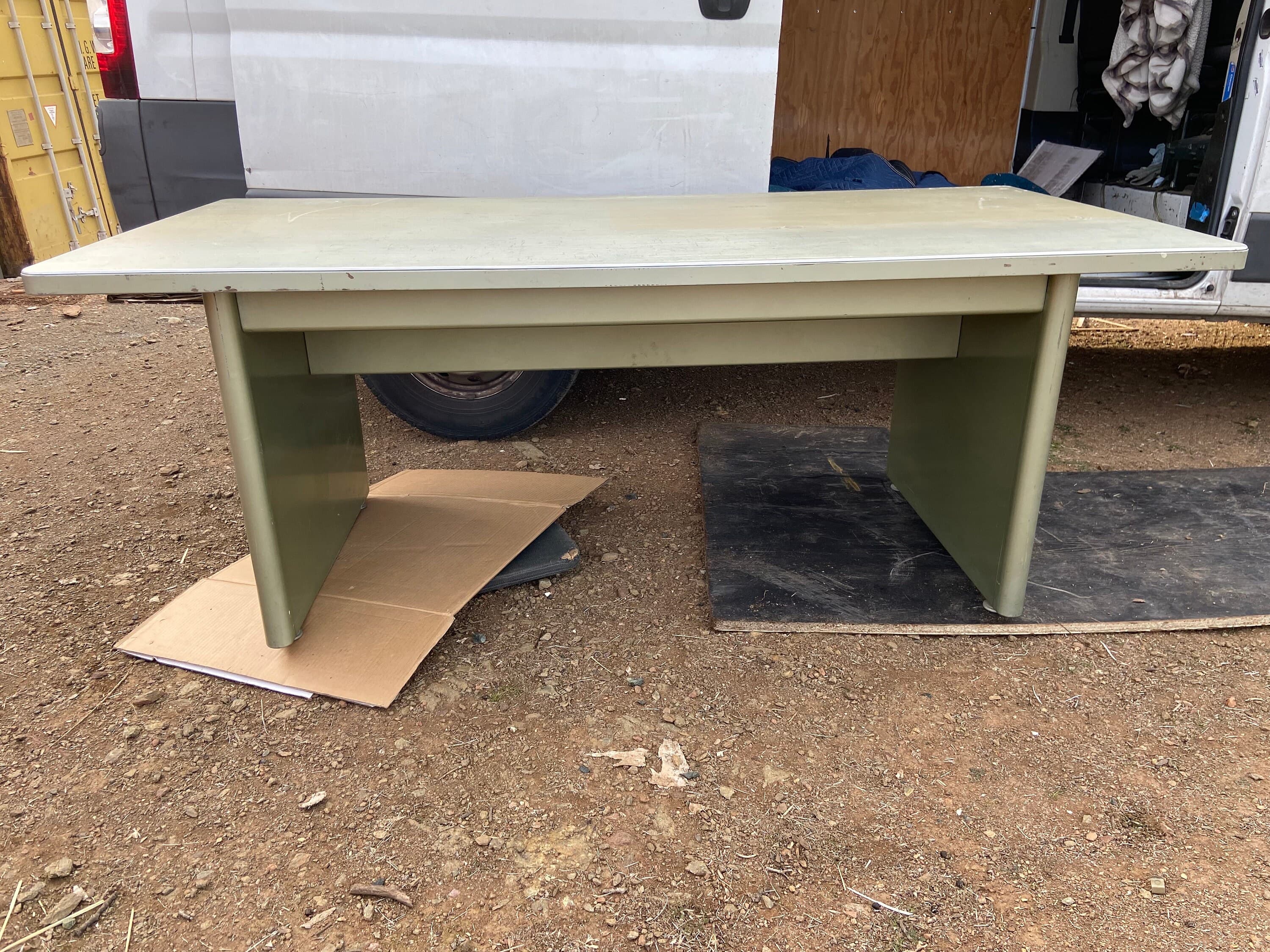 Vintage mid century modern metal tanker desk - Thumbnail 2