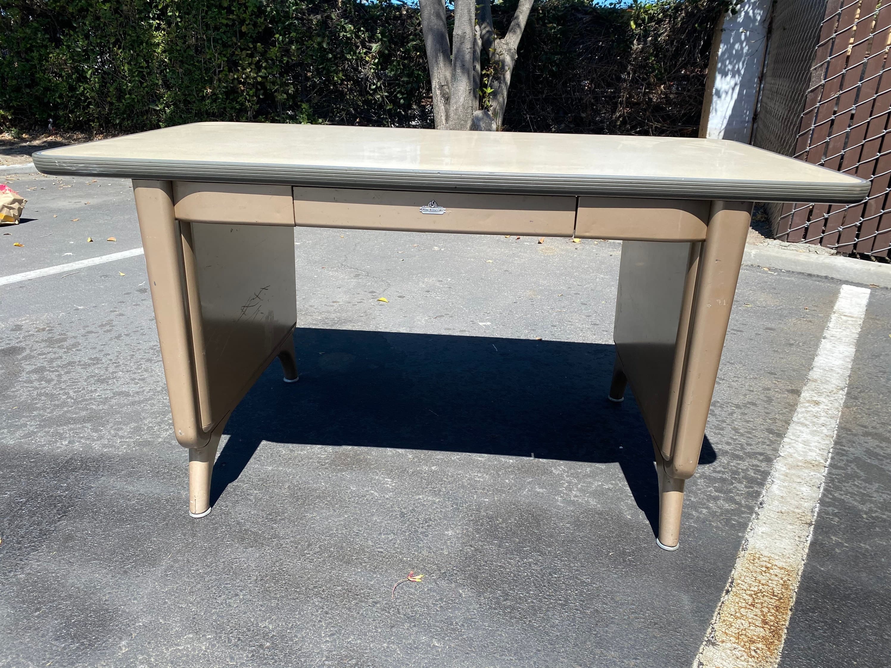 Allsteel brand vintage metal tanker desk - Image 1