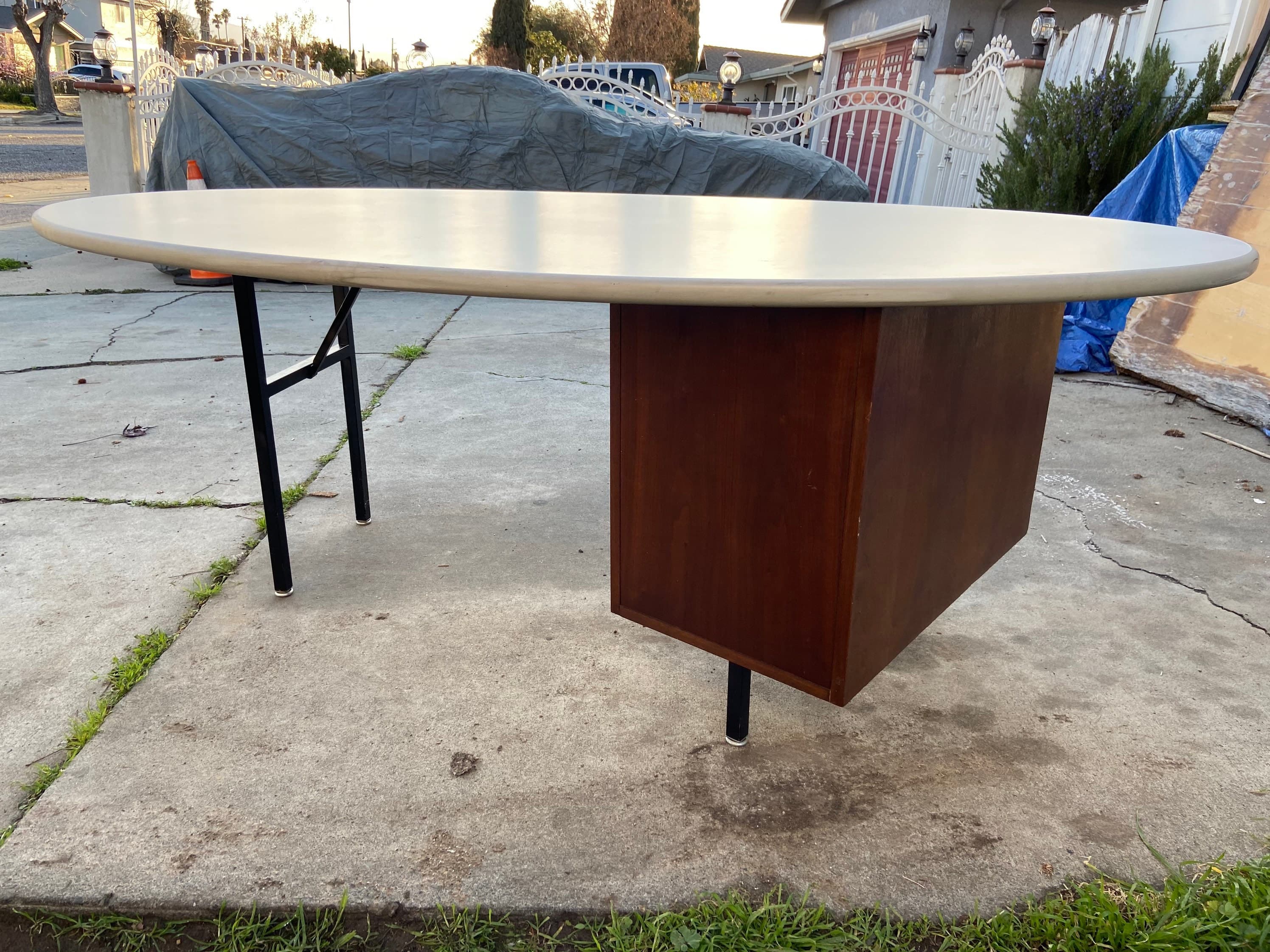 Vintage mid century modern oval desk - Thumbnail 9
