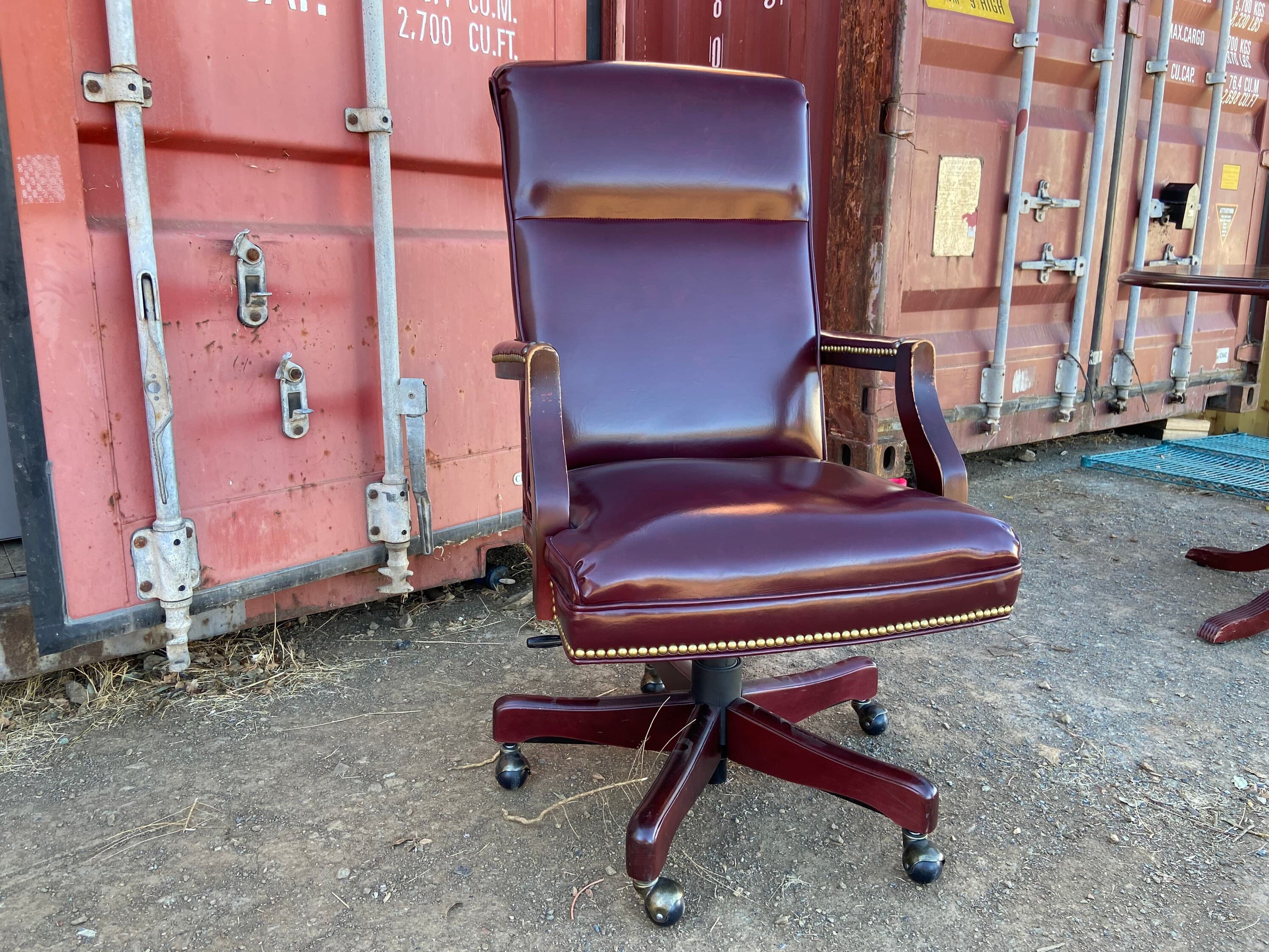 Vintage faux leather high back leather office chair - Thumbnail 8