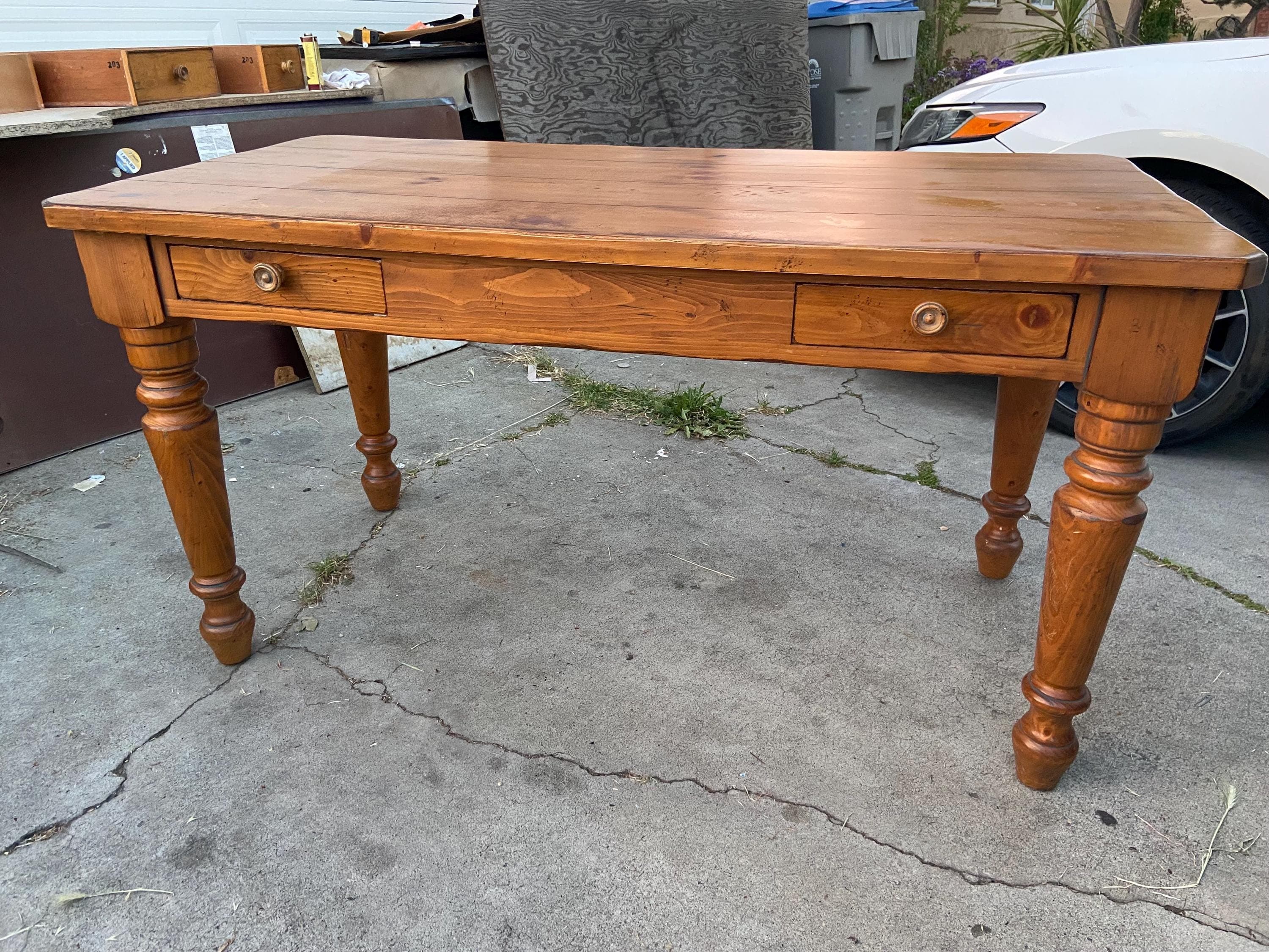 Drexel vintage farmhouse desk table with drawers - Thumbnail 10