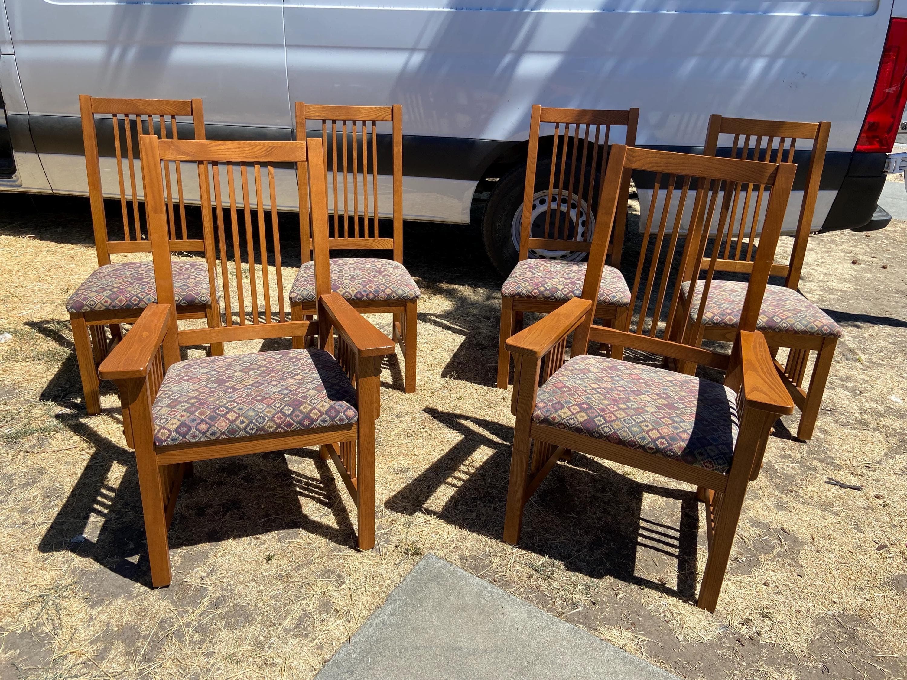 late 20th century basset furniture mission arts & crafts oak dining chairs set of 6 - Thumbnail 2