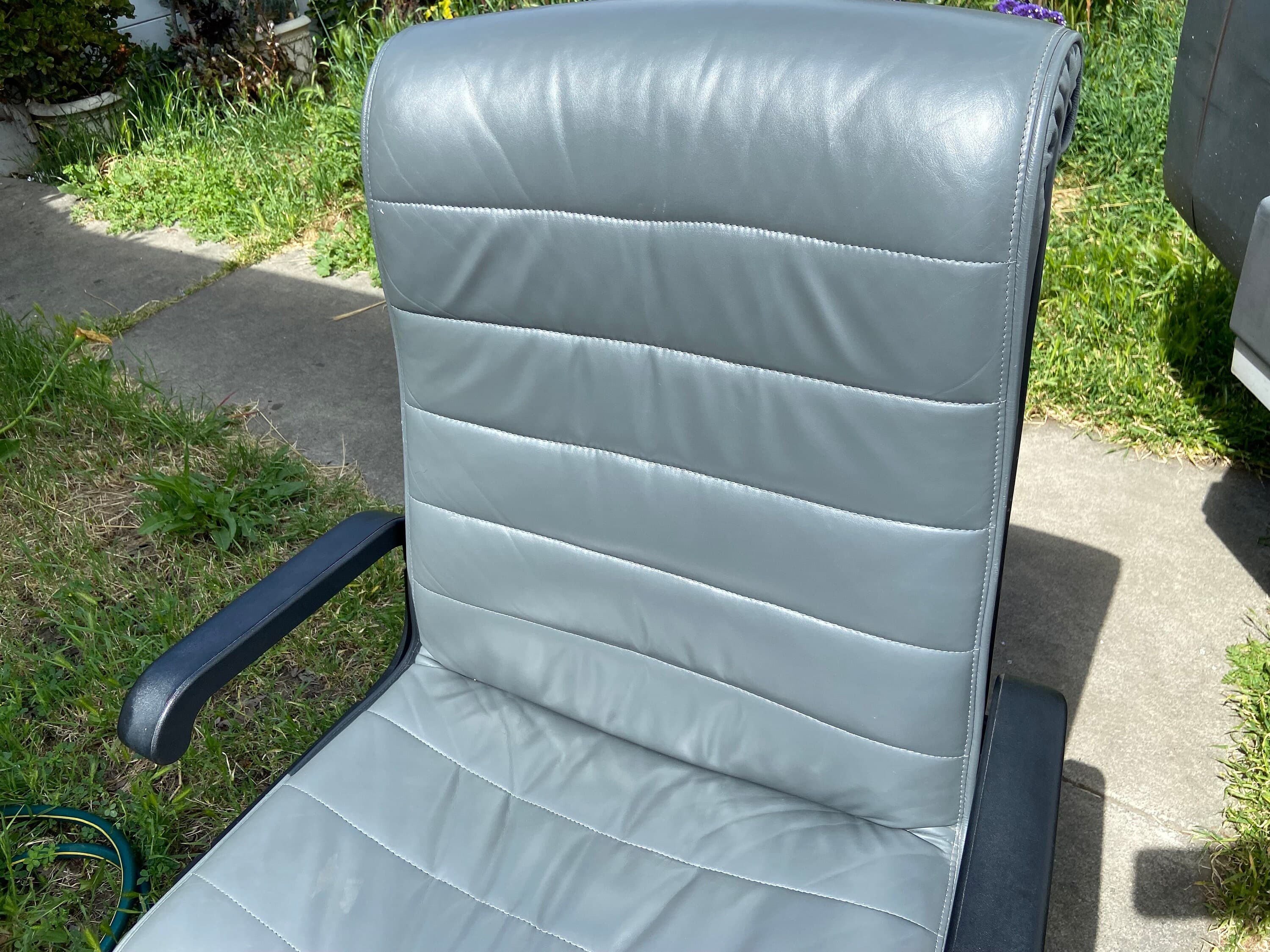 vintage Richard sapper knoll management grey leather chair - Thumbnail 5