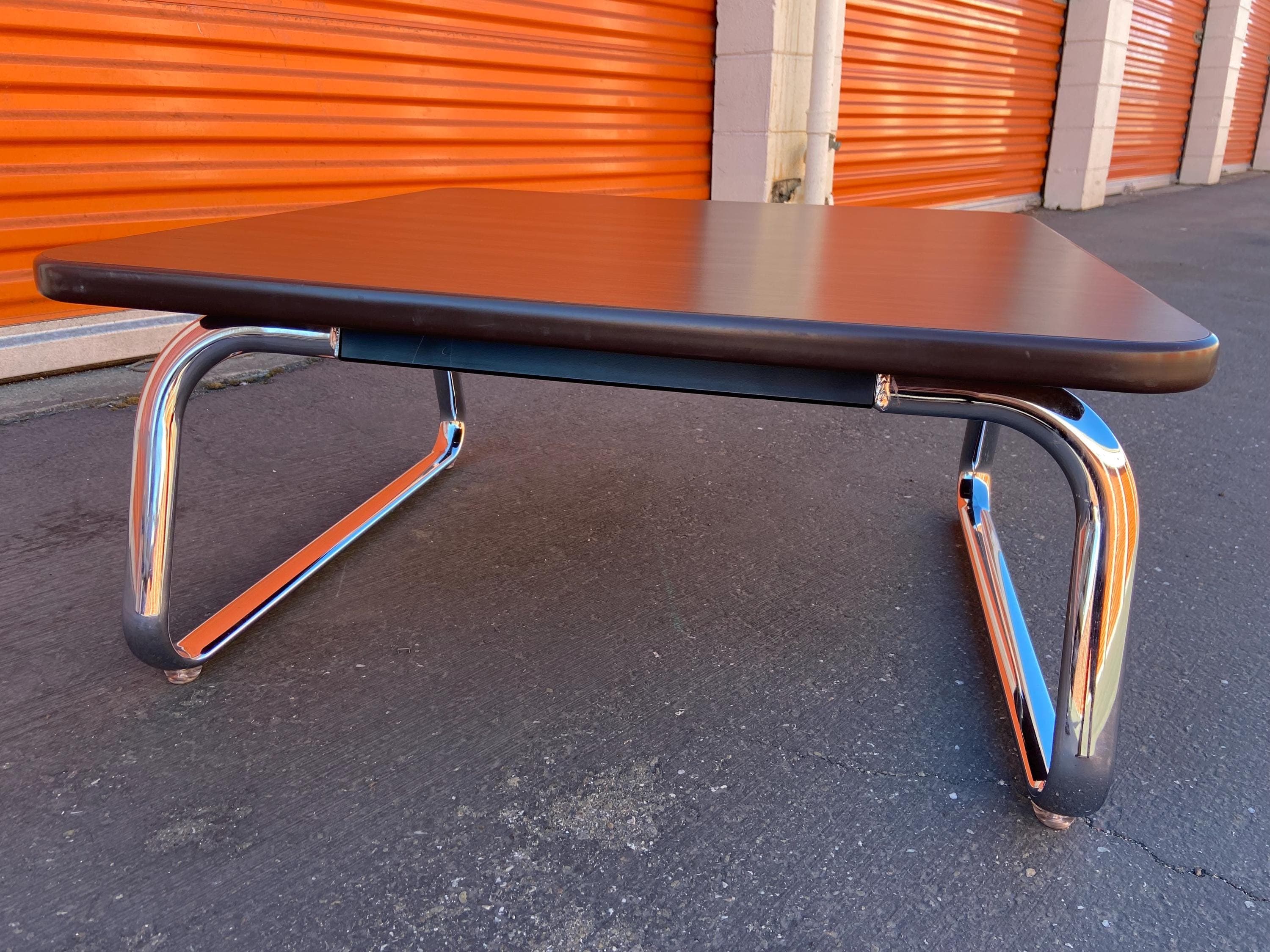 steelcase vintage mid century modern chrome tubular coffee table - Thumbnail 7