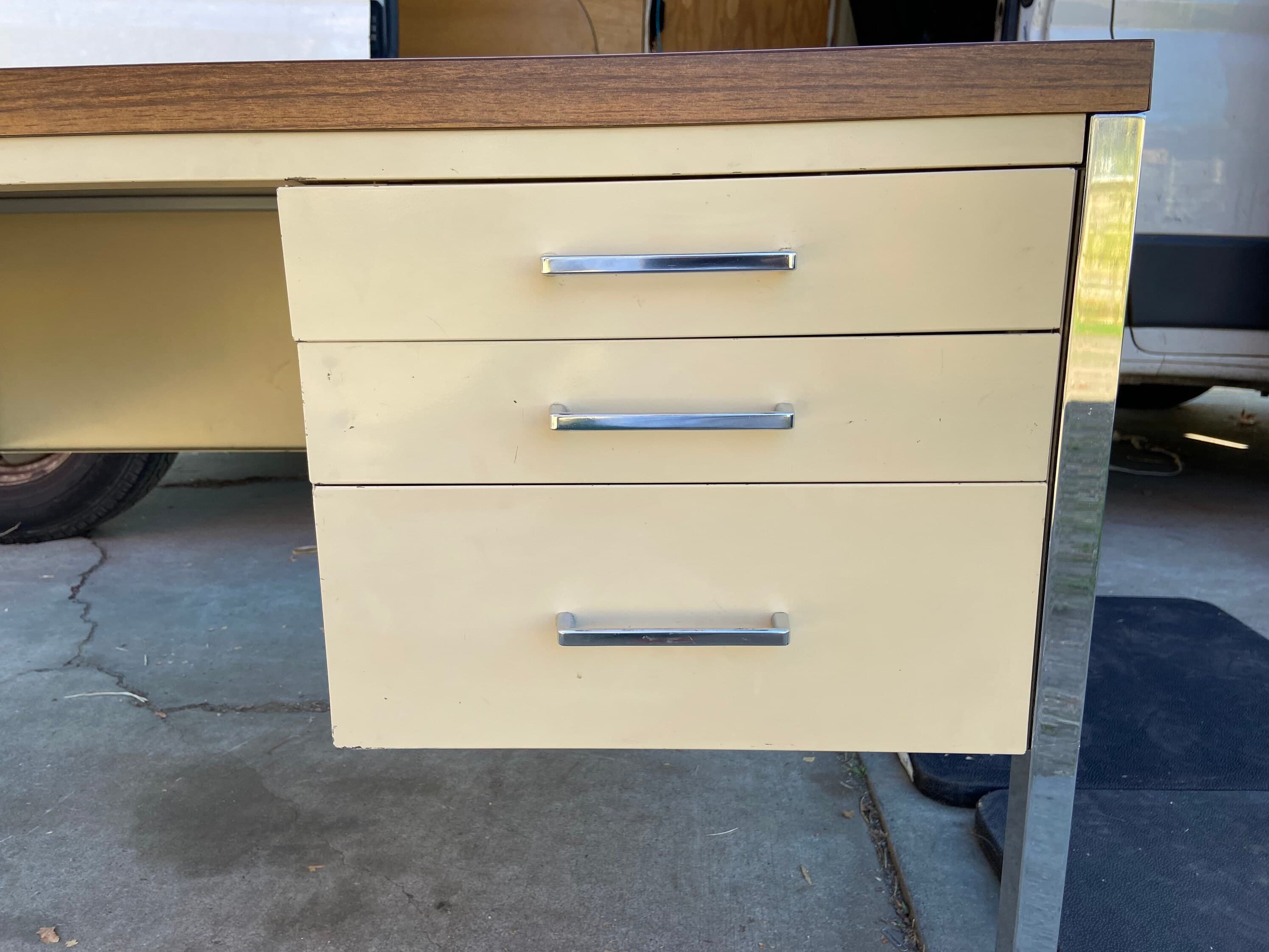 All steel brand vintage mid century modern metal tanker desk - Thumbnail 3