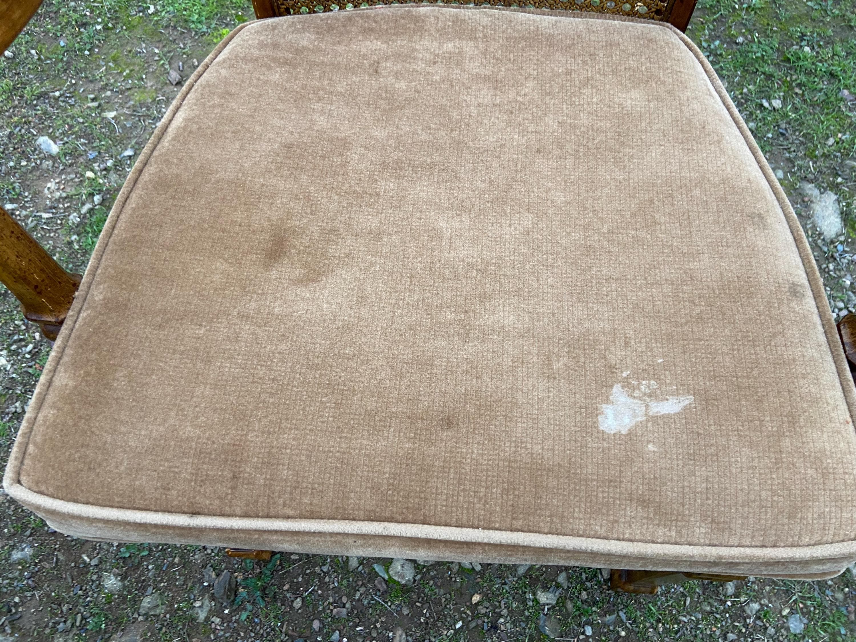 Vintage Walnut/Cane Back Dining Armchairs Set of Two Need New Fabric - Thumbnail 3