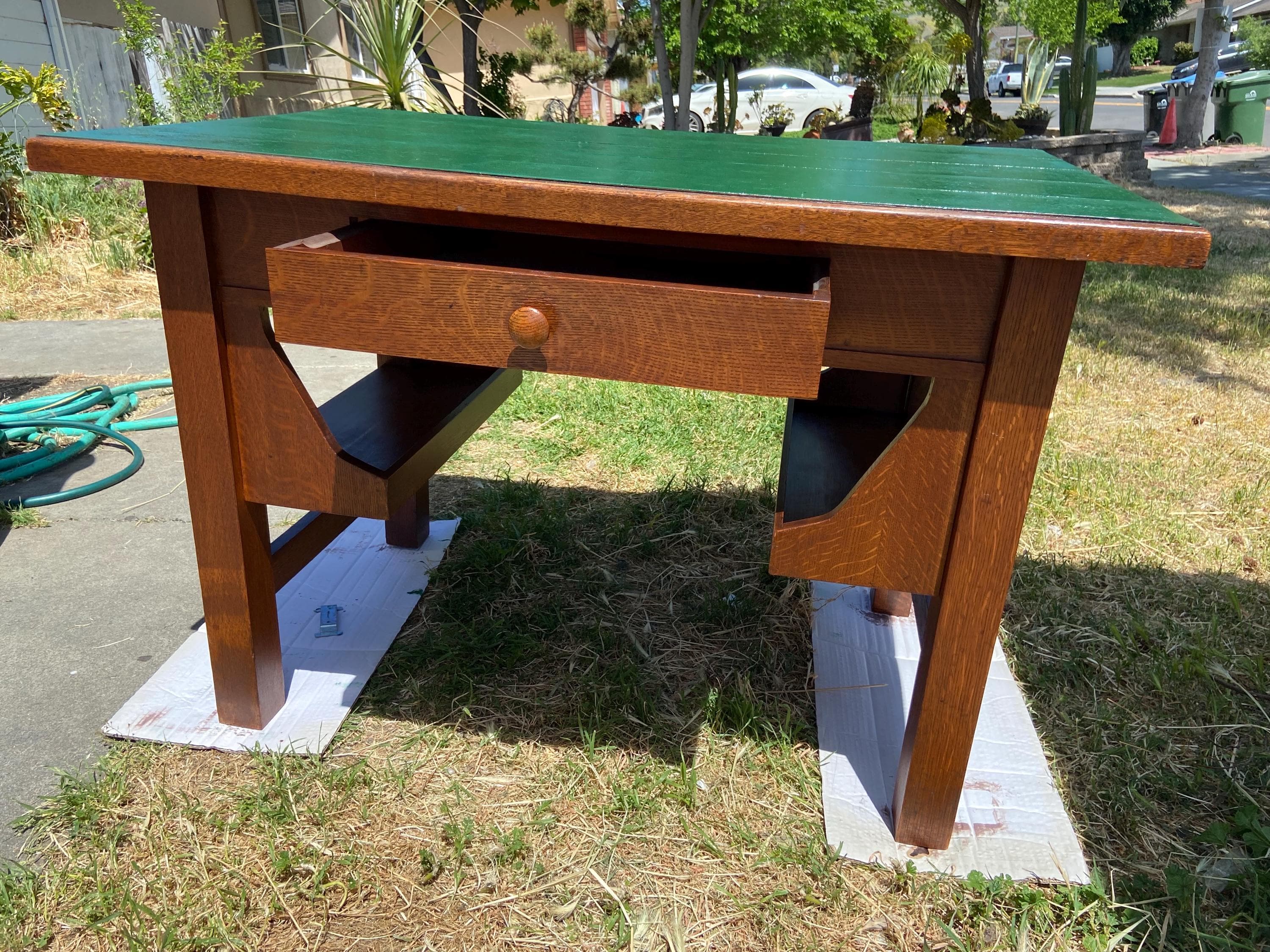 antique arts & crafts mission oak library desk Stickley brothers style - Image 1