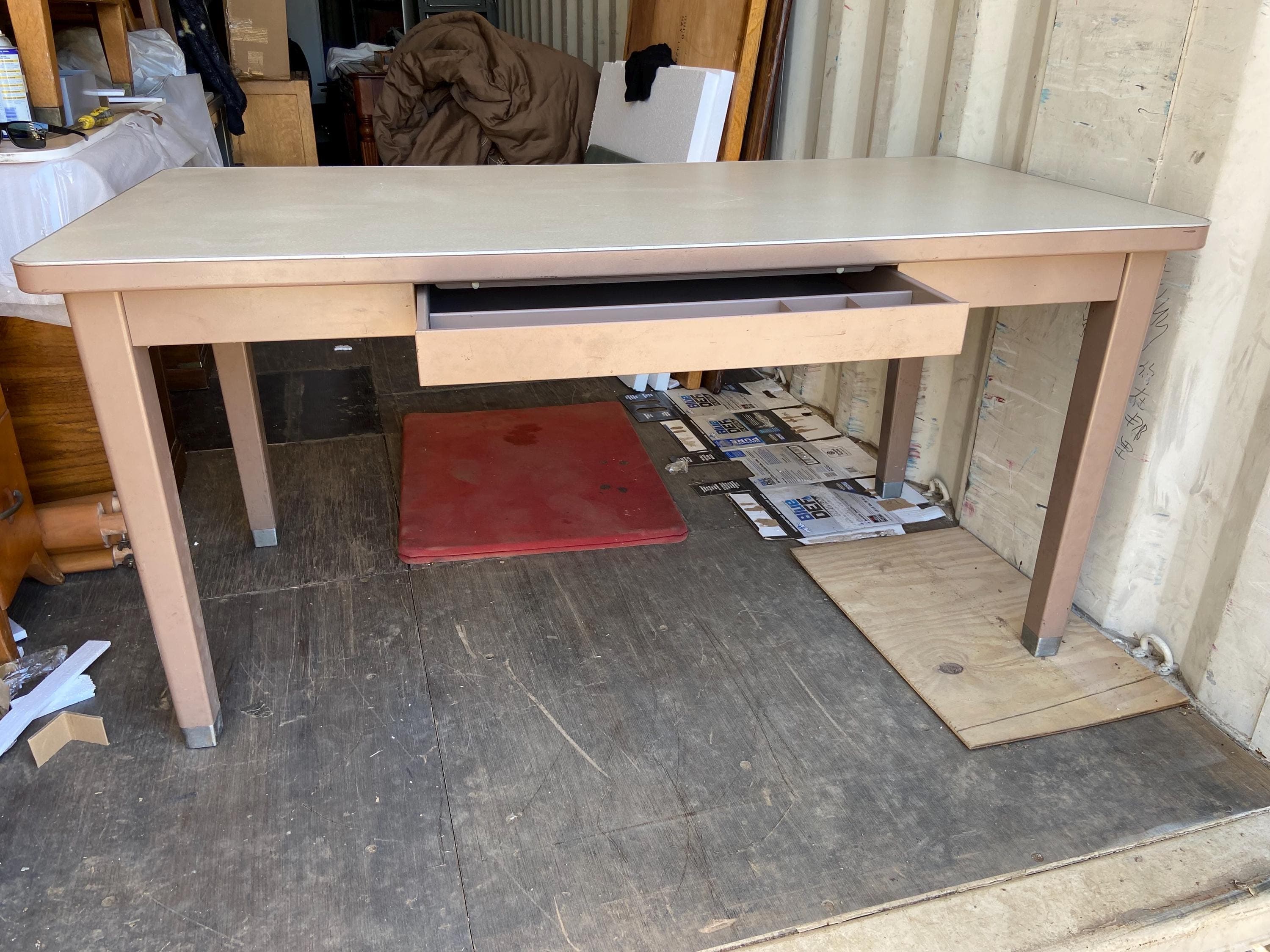 vintage mid century modern steel tanker desk table - Thumbnail 2