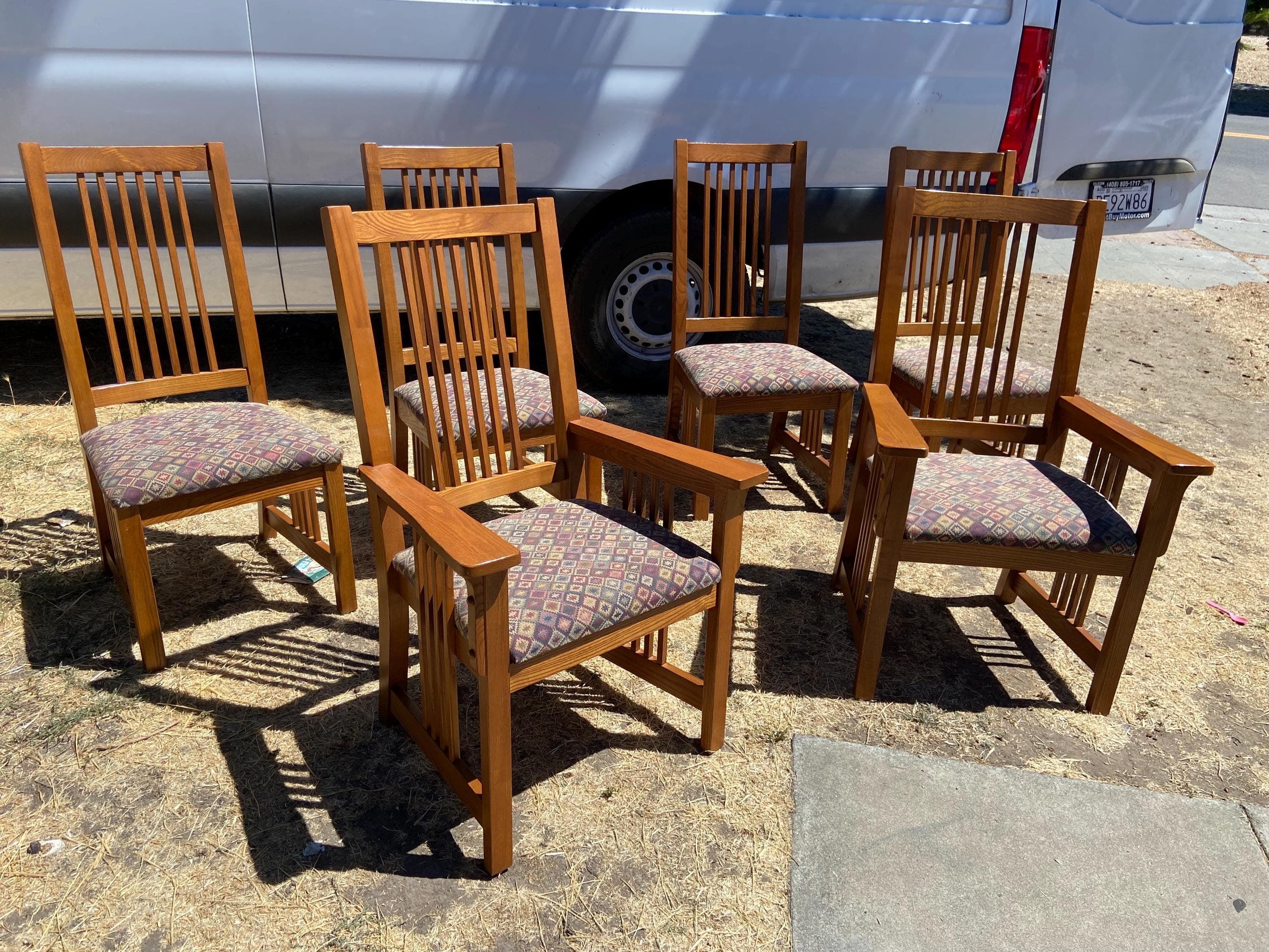 late 20th century basset furniture mission arts & crafts oak dining chairs set of 6 - Image 1