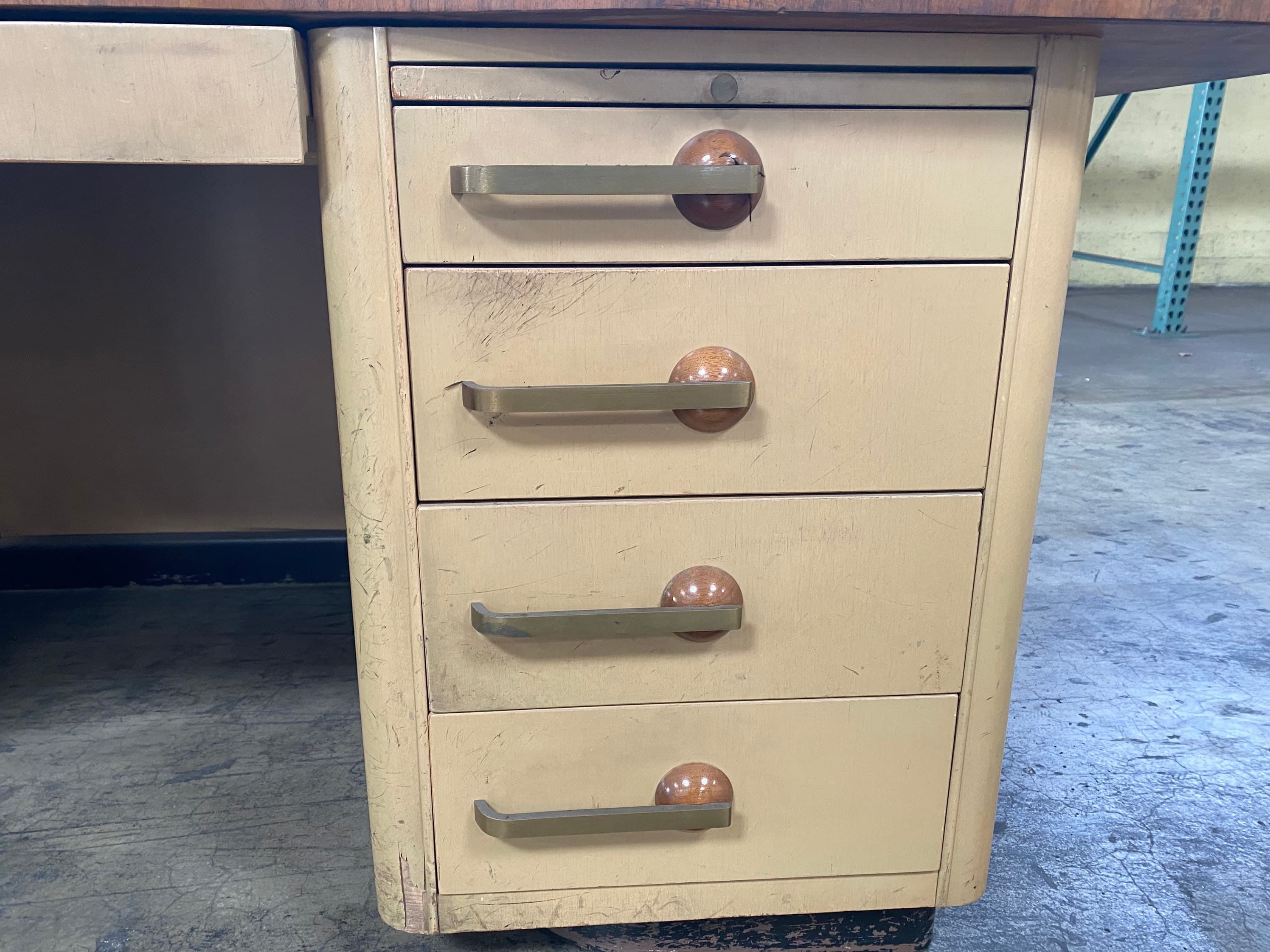 Stow & Davis vintage mid century modern tanker antique desk - Thumbnail 8