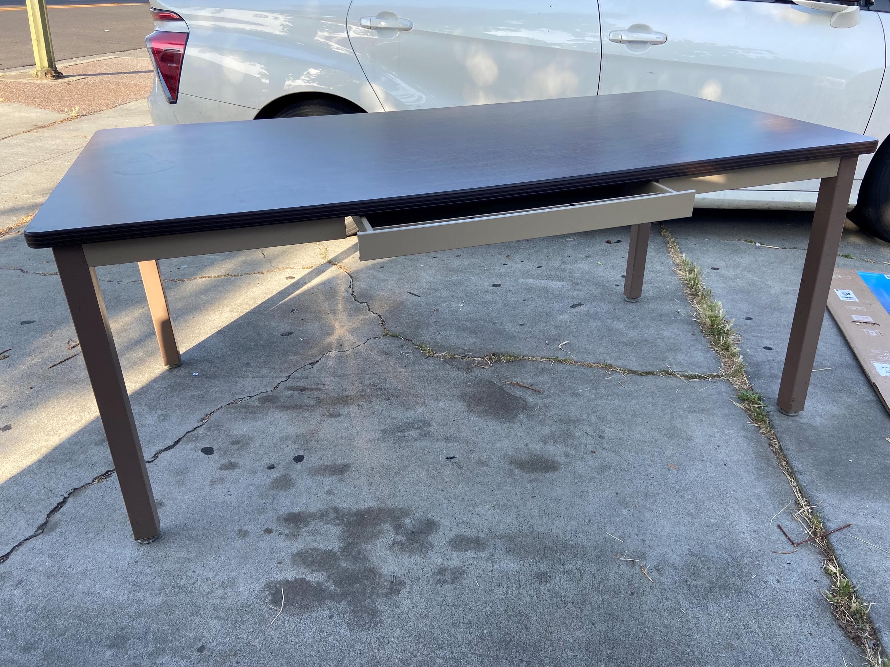 Hon vintage mid century modern tanker desk utility table - Thumbnail 9