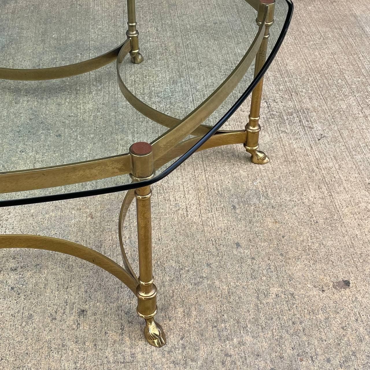 vintage mid century modern labarge style brass and glass coffee table Hollywood regency period - Thumbnail 10