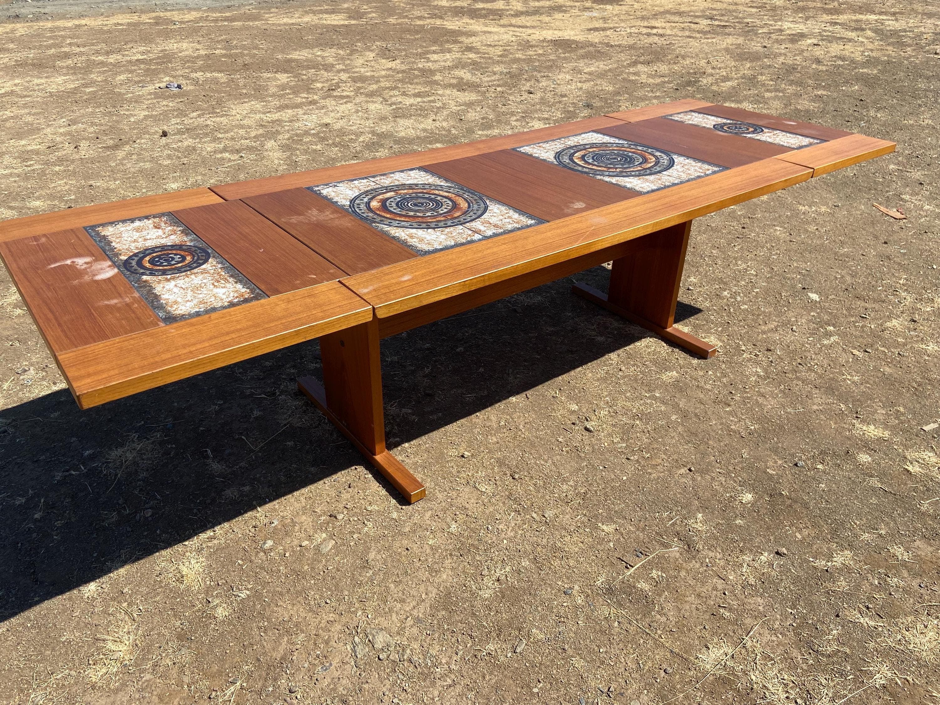 vintage mid century modern gangso mobler drop leaf tile top dining table - Image 1