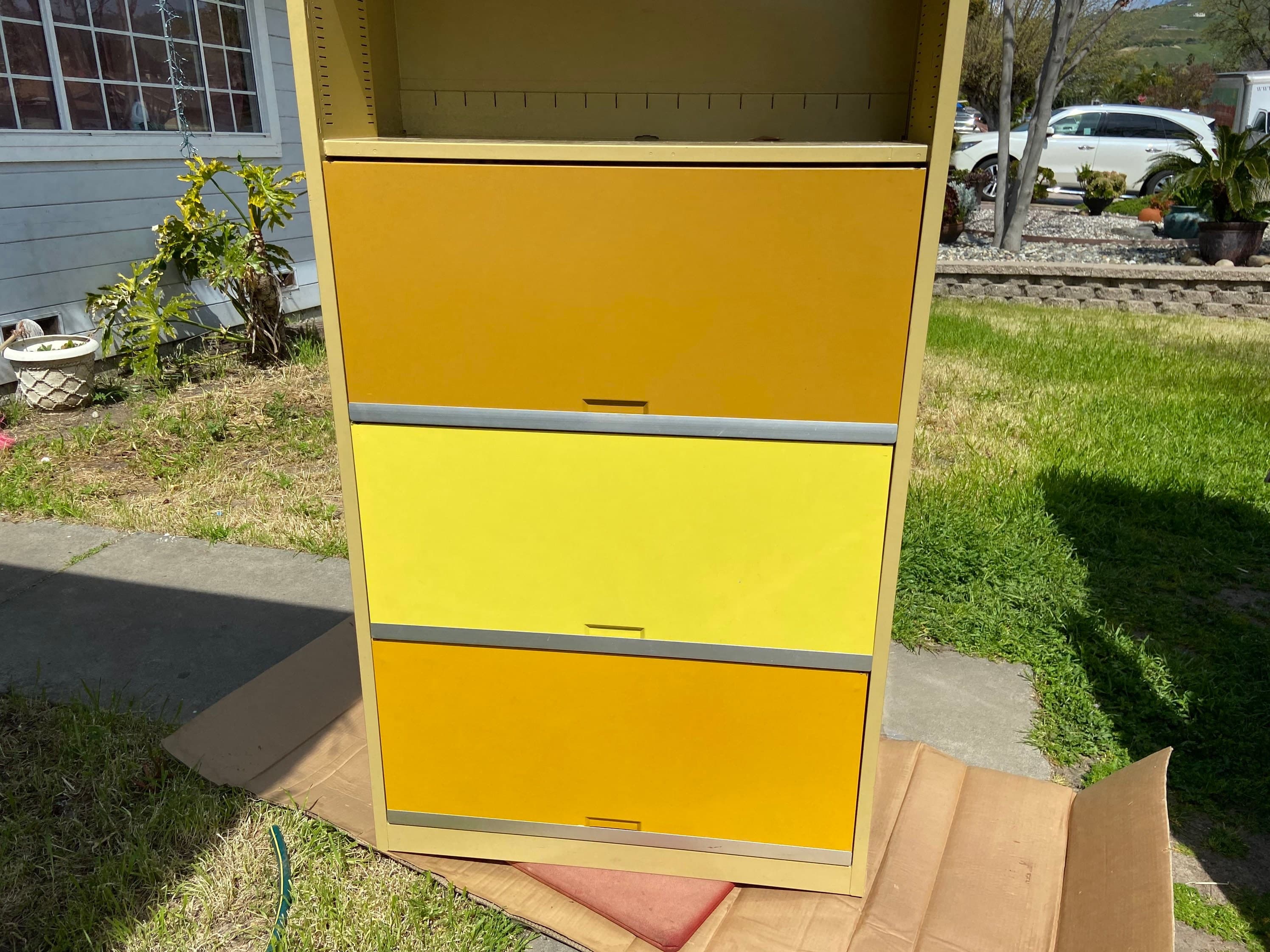 Tab vintage mid century modern metal industrial barrister bookcase style metal cabinet. - Thumbnail 3