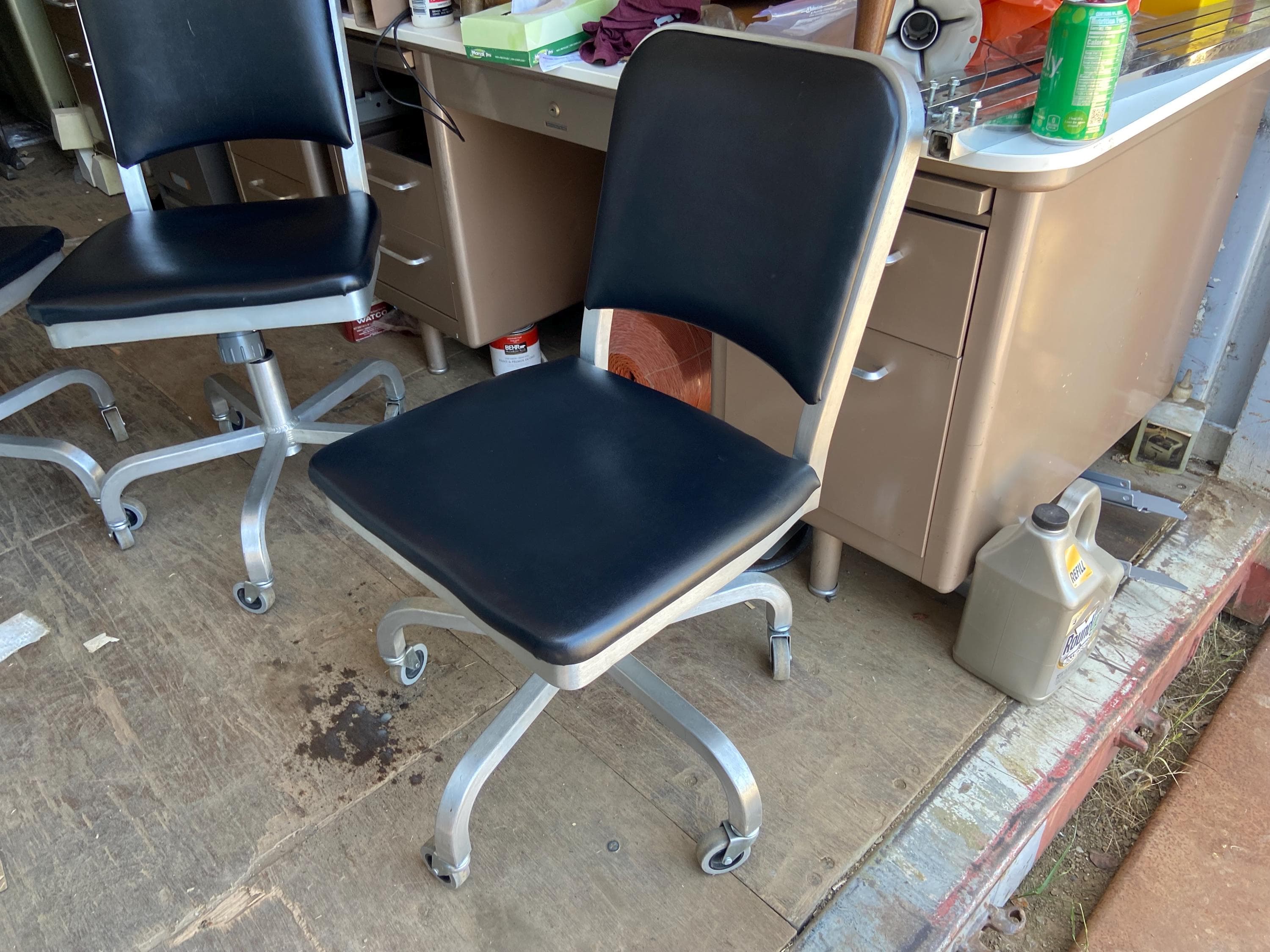 emeco navy swivel aluminum desk leather chair - Image 1