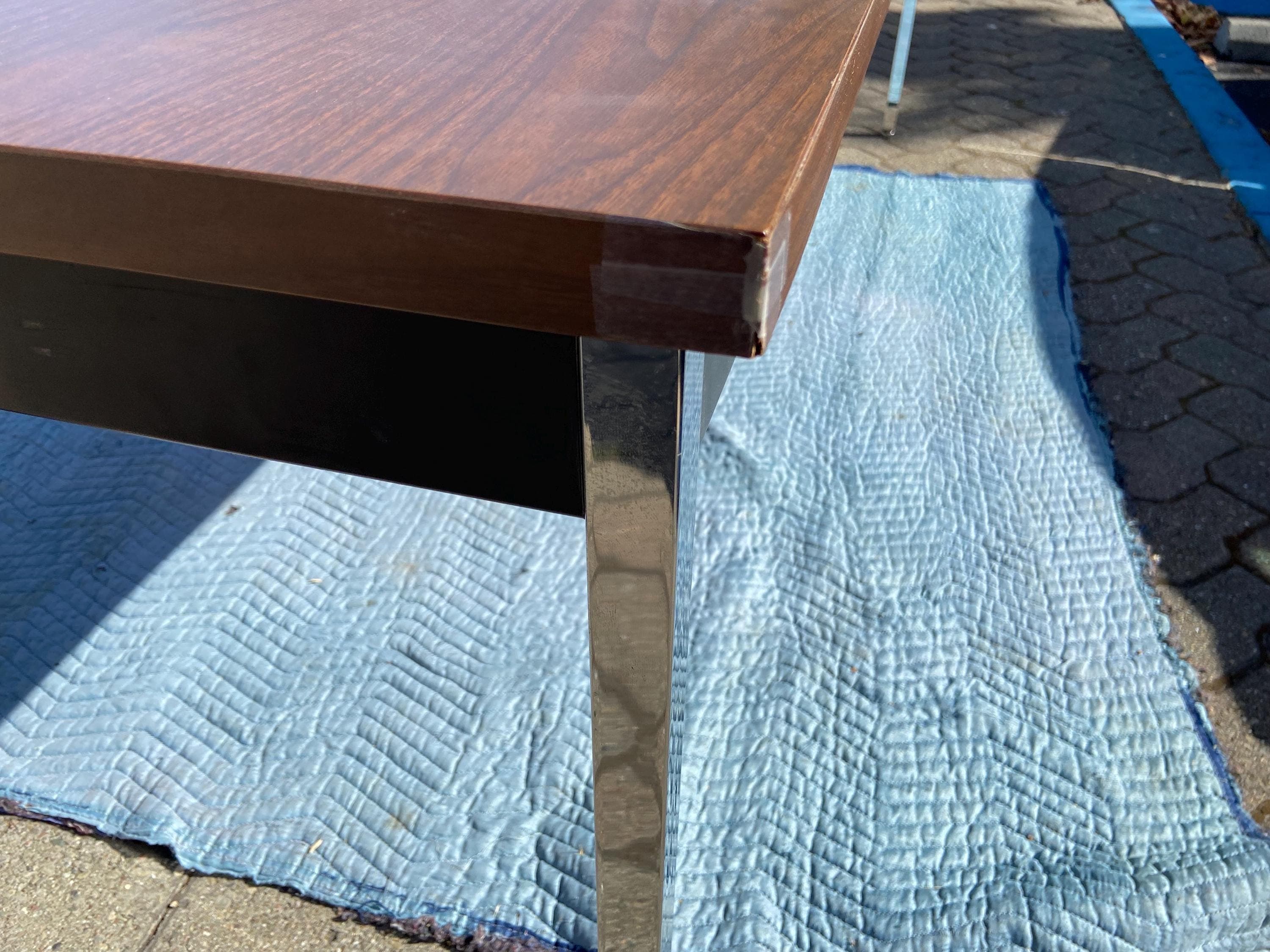 vintage mid century modern tanker conference table by Krueqer with foldable legs - Thumbnail 3