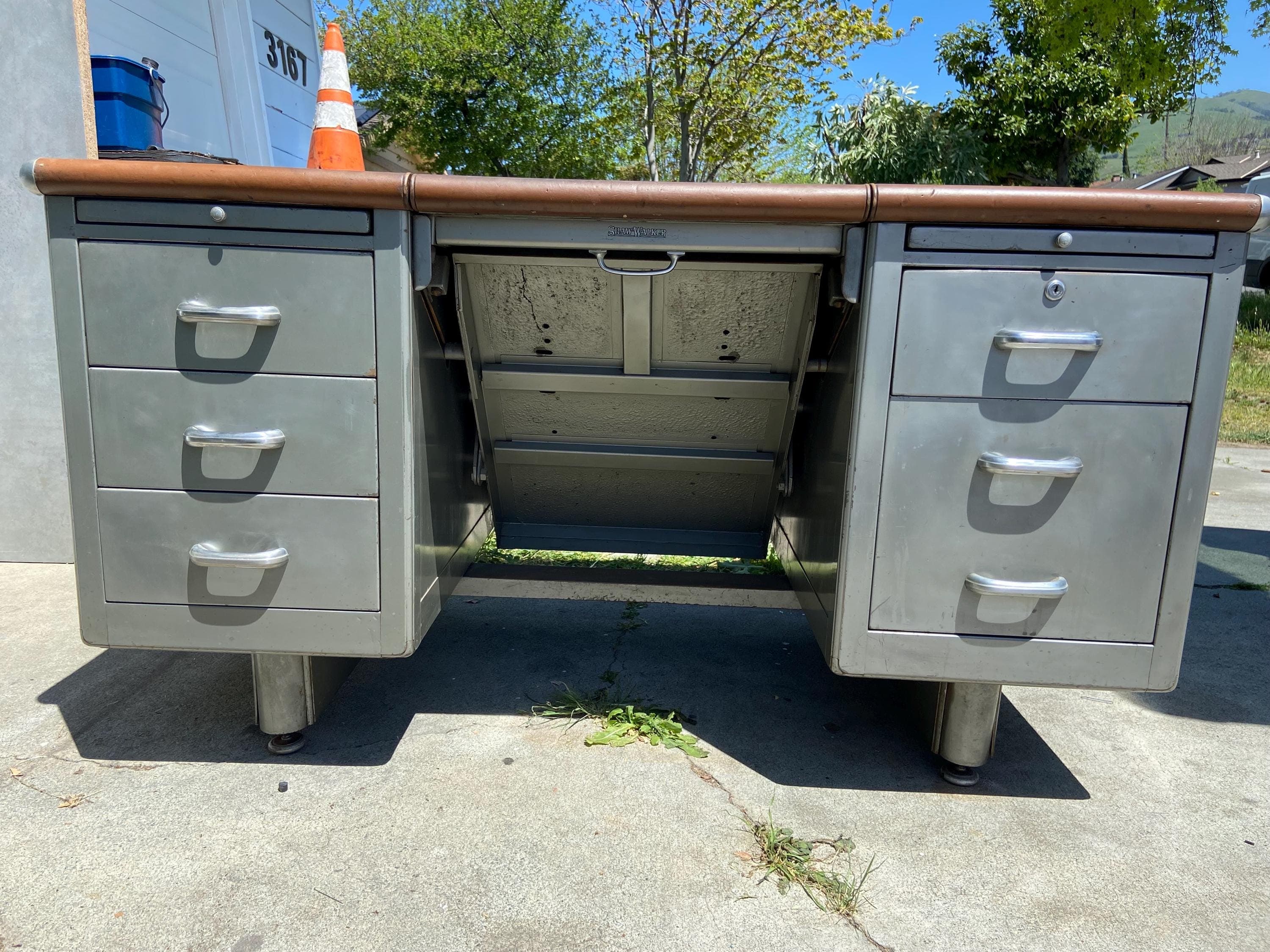 Shaw walker typewriter tanker metal desk - Thumbnail 4