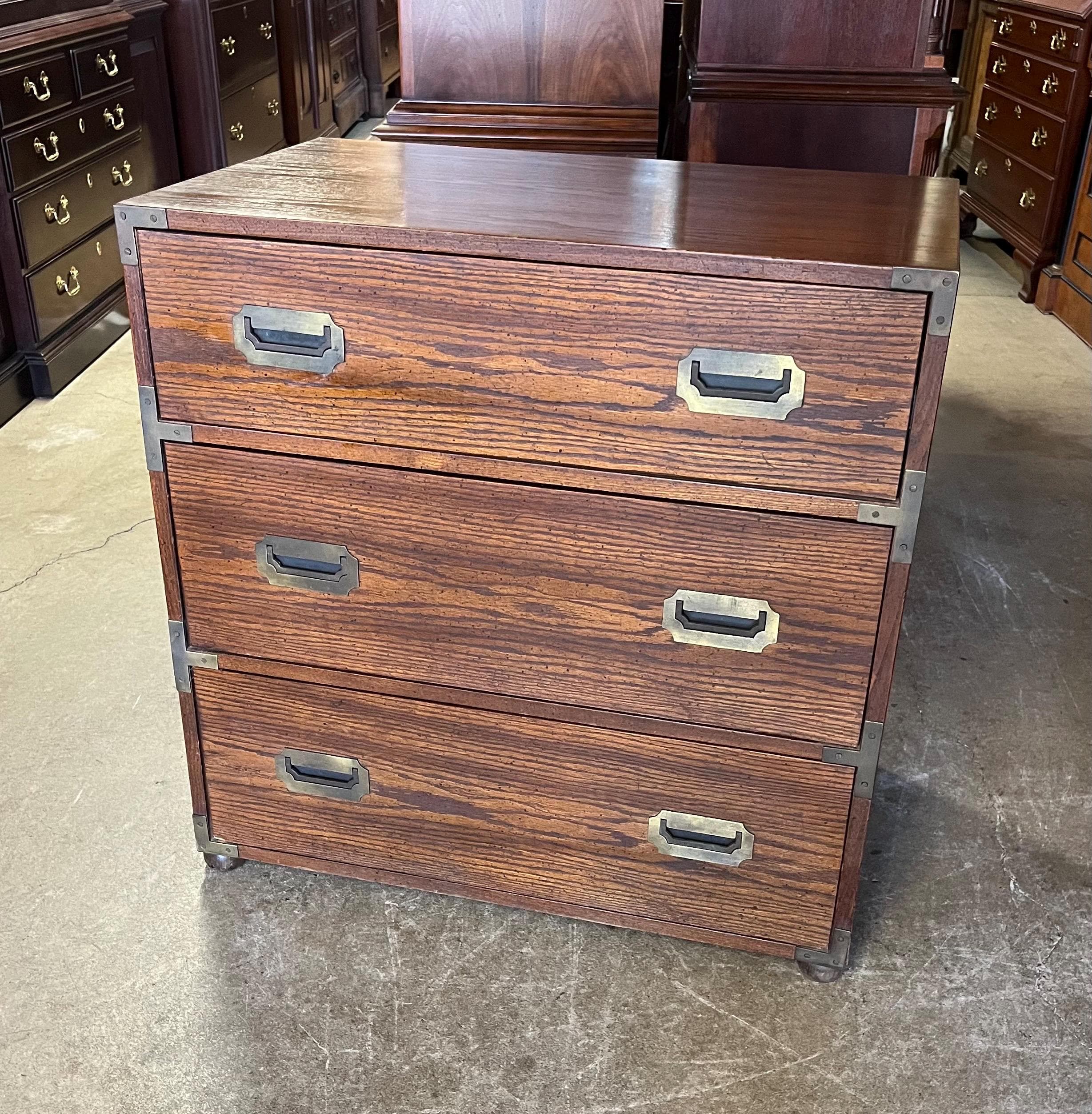 Campaign Style Hickory Manufacturing Three Drawer Chest - Thumbnail 4