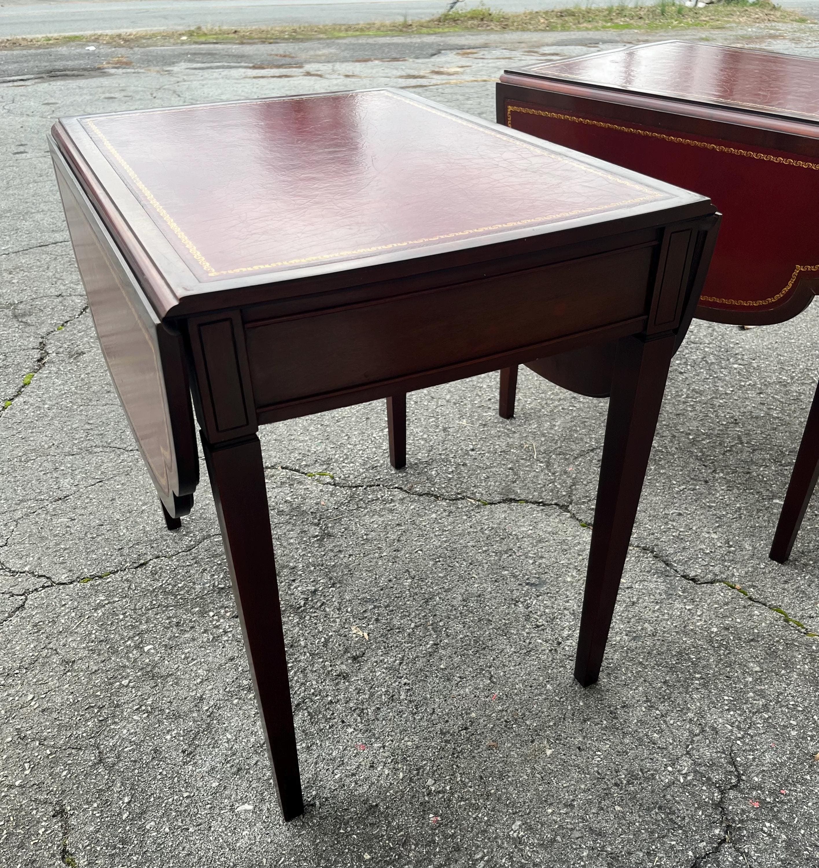 Pair of Leather-Top End Tables by Zangerle - Thumbnail 19