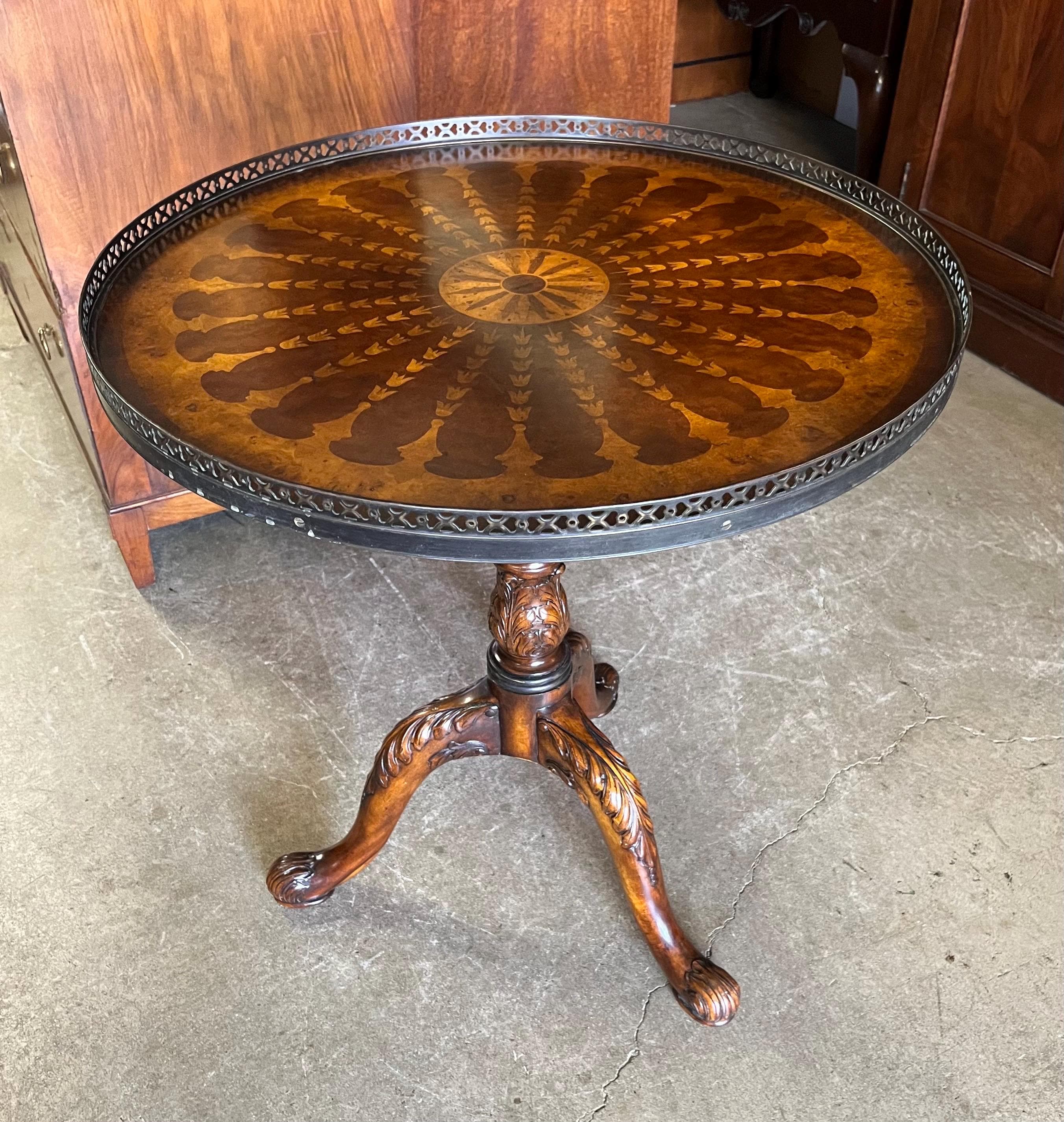 Round Inlaid Table Attributed to Theodore Alexander - Thumbnail 3