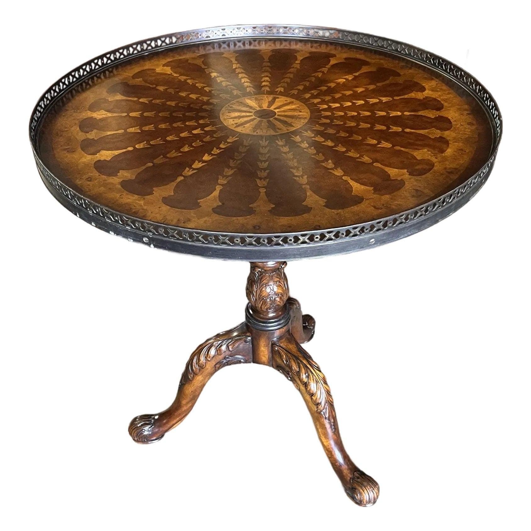 Round Inlaid Table Attributed to Theodore Alexander - Image 1