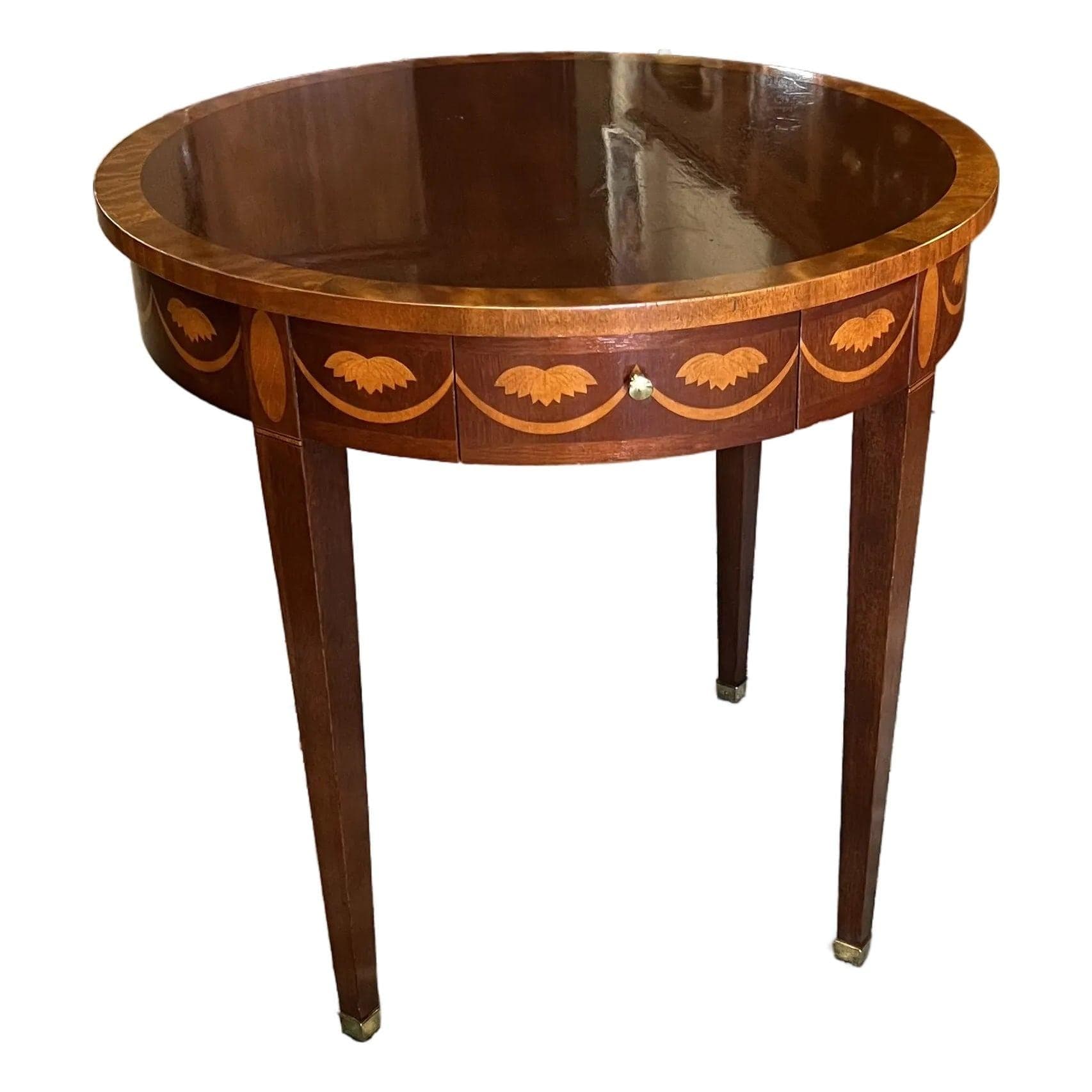 Baker Furniture Inlaid Side Table - Image 1