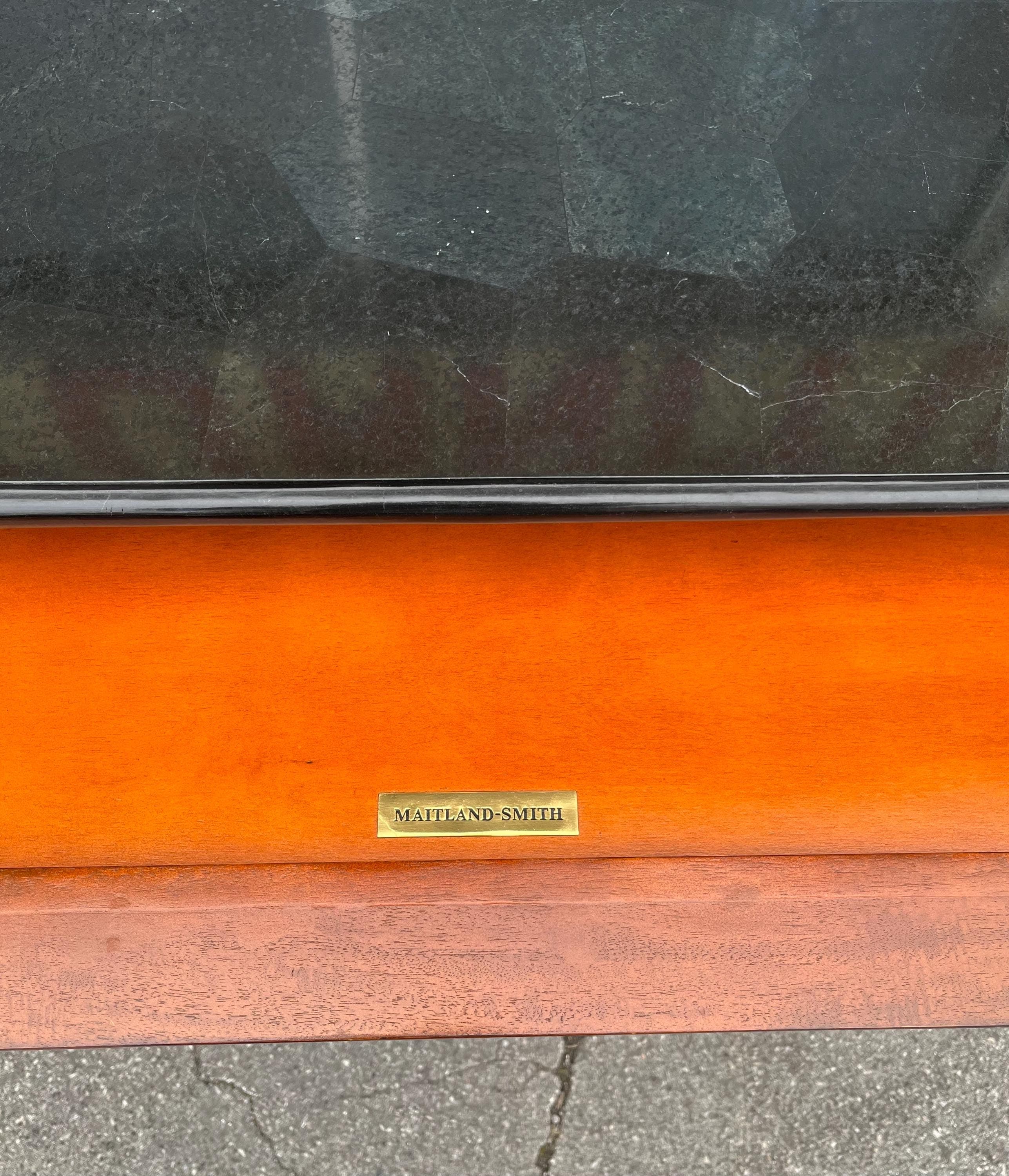 Maitland-Smith Burlwood & Black Marble Neoclassical Commode - Thumbnail 7