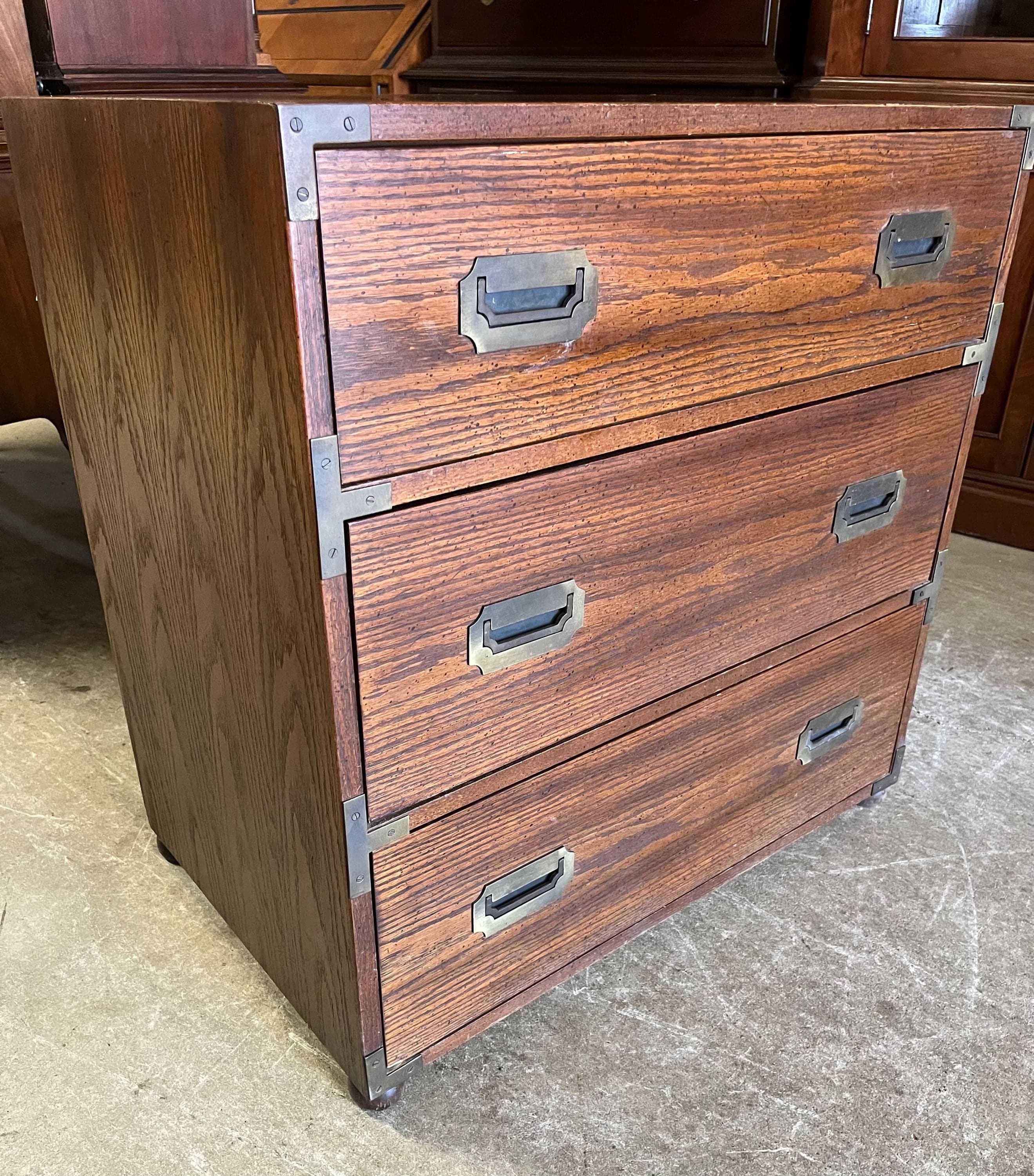 Campaign Style Hickory Manufacturing Three Drawer Chest - Thumbnail 6