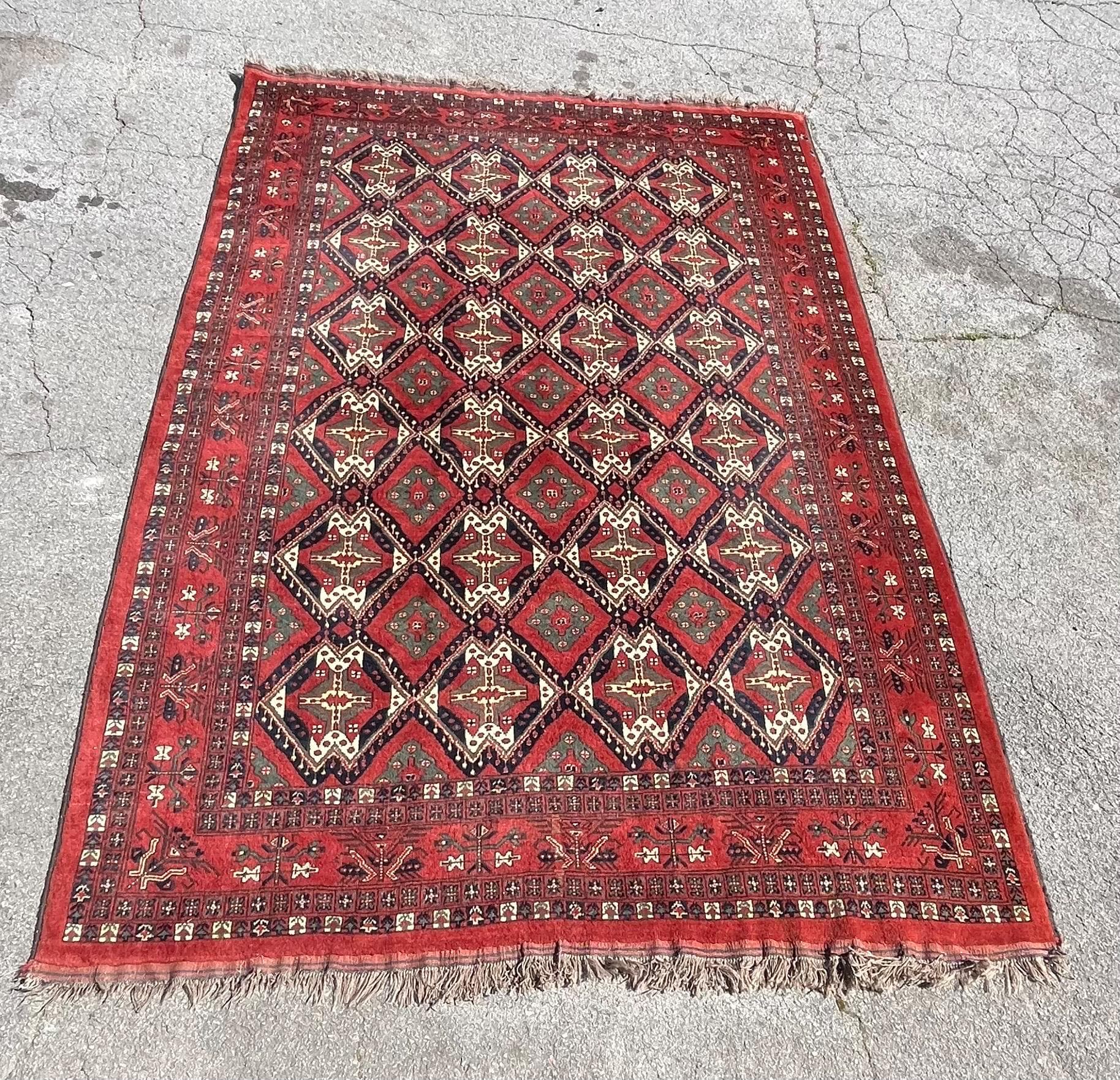 Handmade Turkomen Rug: Lived-In Character (9'6" x 6'6") - Thumbnail 2