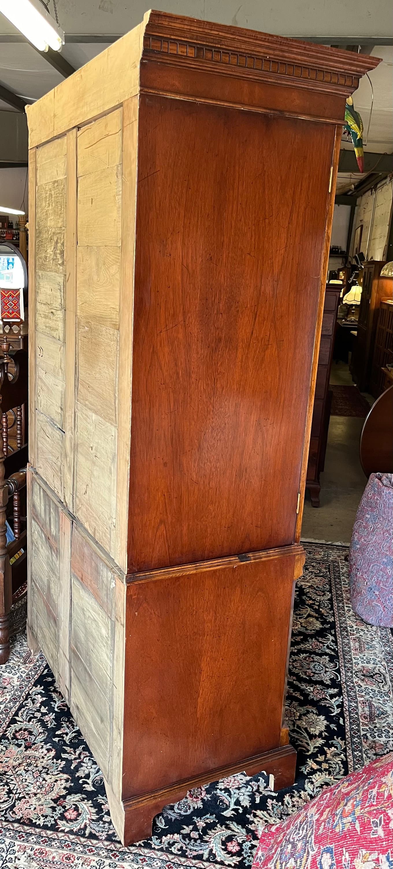 English Mahogany Inlaid Linen Press - Thumbnail 8