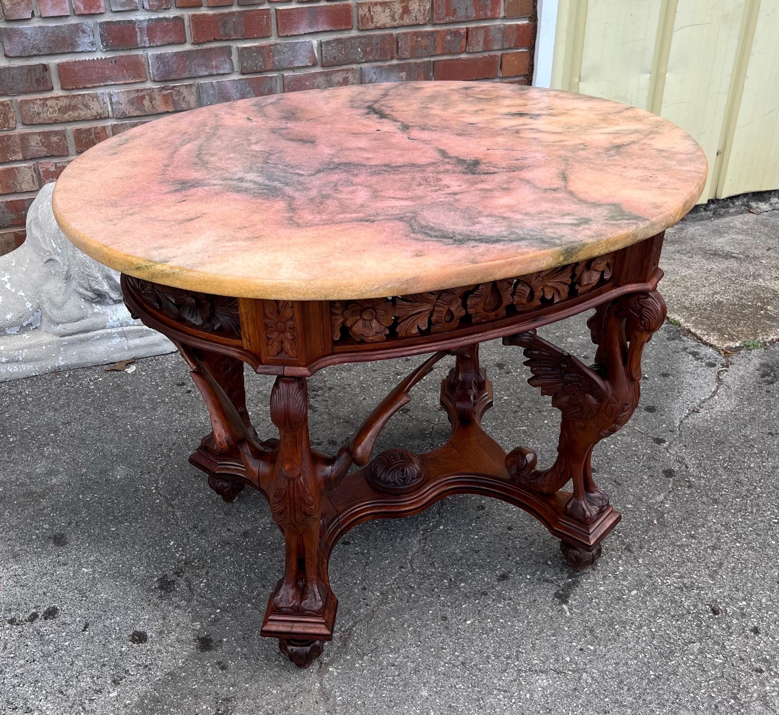 Marble-top Table with Carved Birds - Thumbnail 10