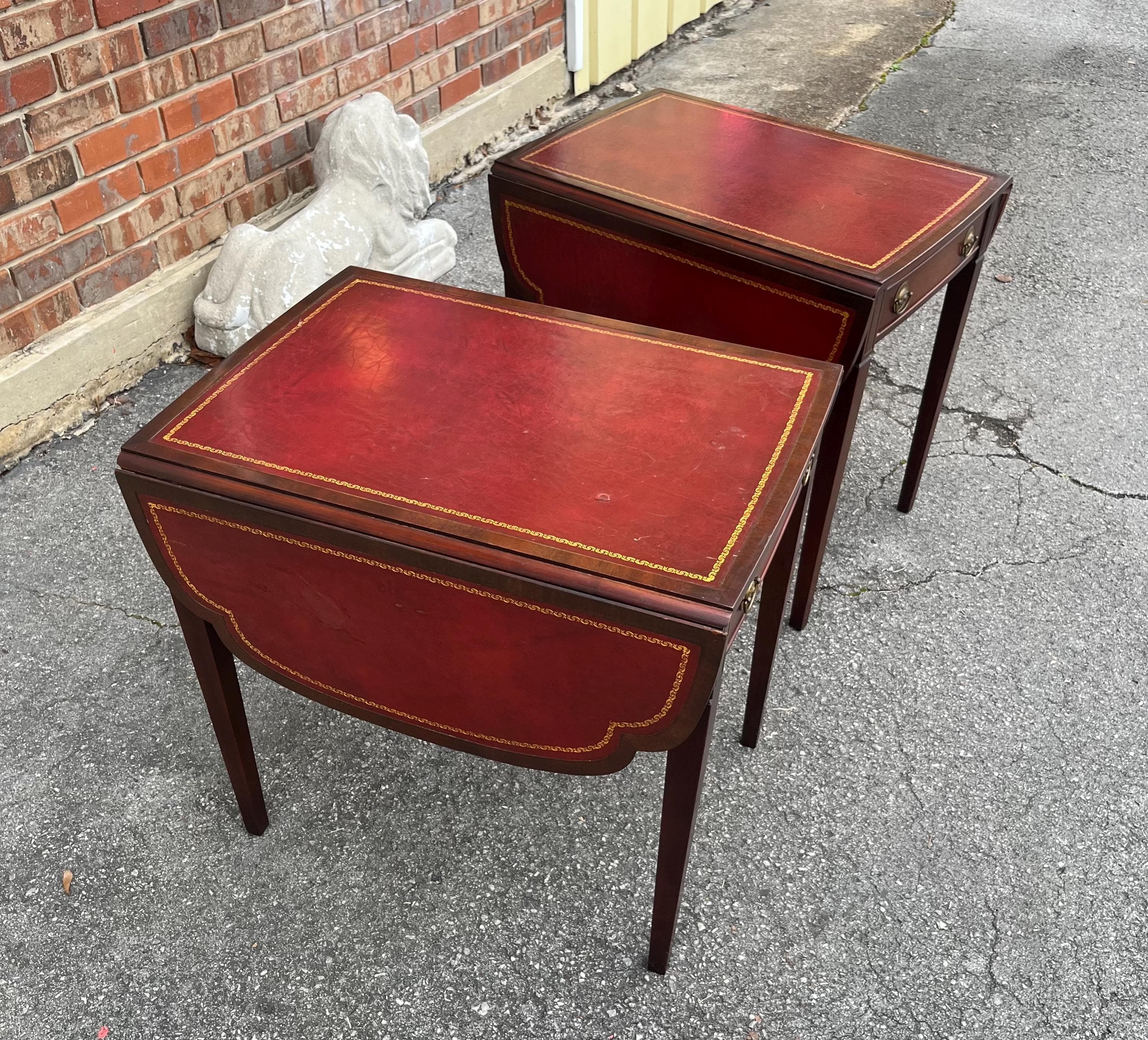 Pair of Leather-Top End Tables by Zangerle - Thumbnail 3