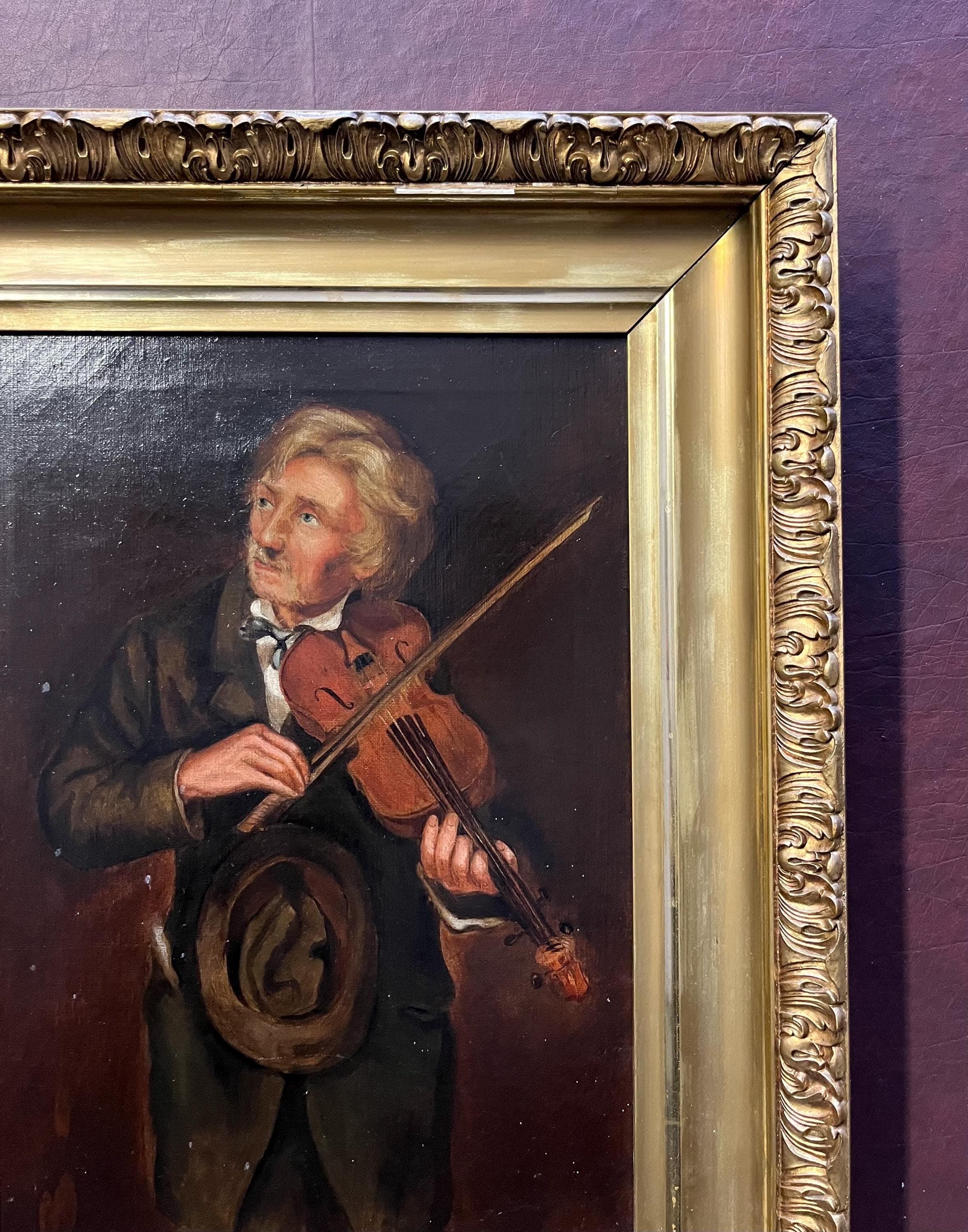 Antique Oil Painting, “The Old Violinist” After John George Brown - Thumbnail 7