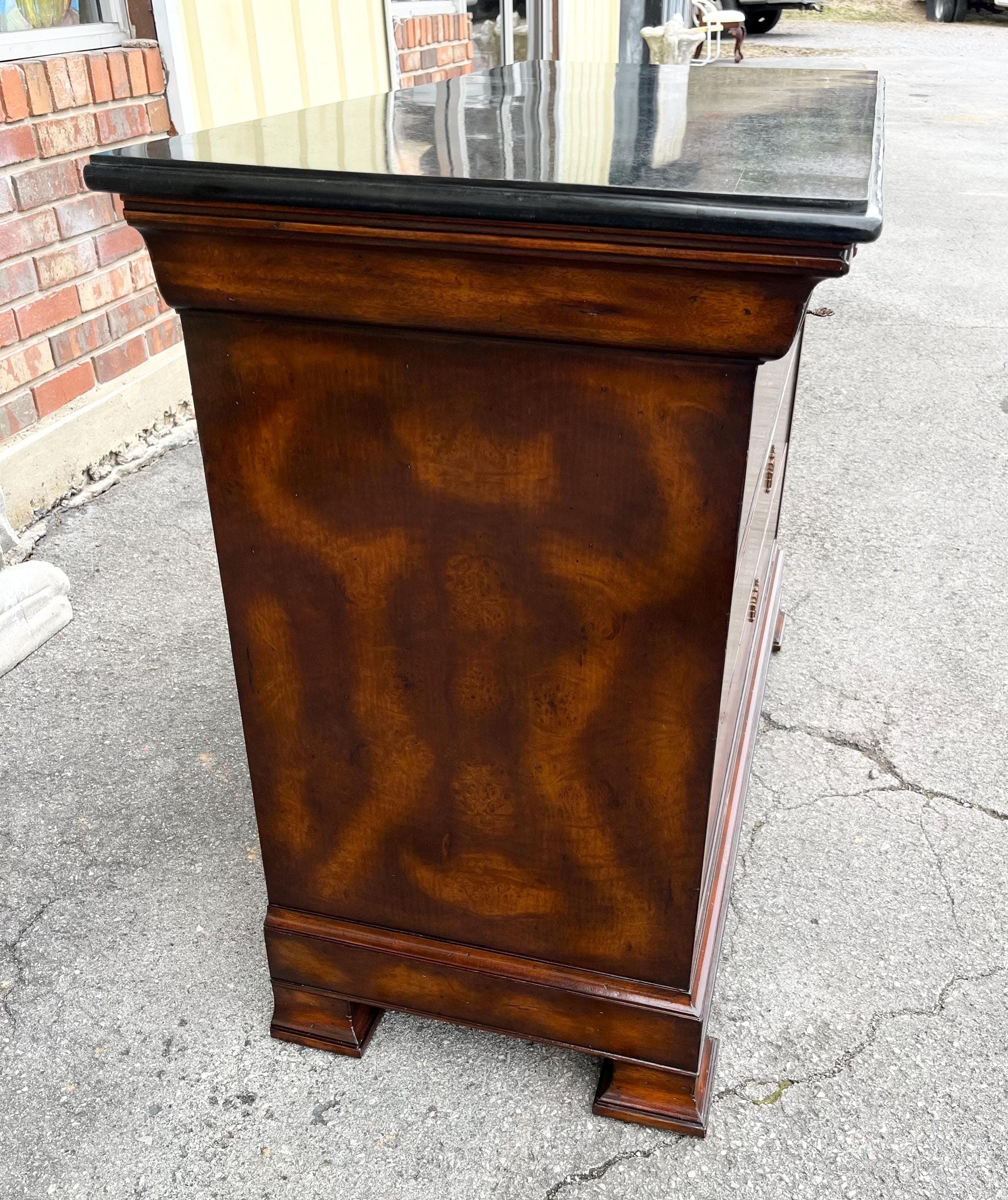 Maitland-Smith Burlwood & Black Marble Neoclassical Commode - Thumbnail 12