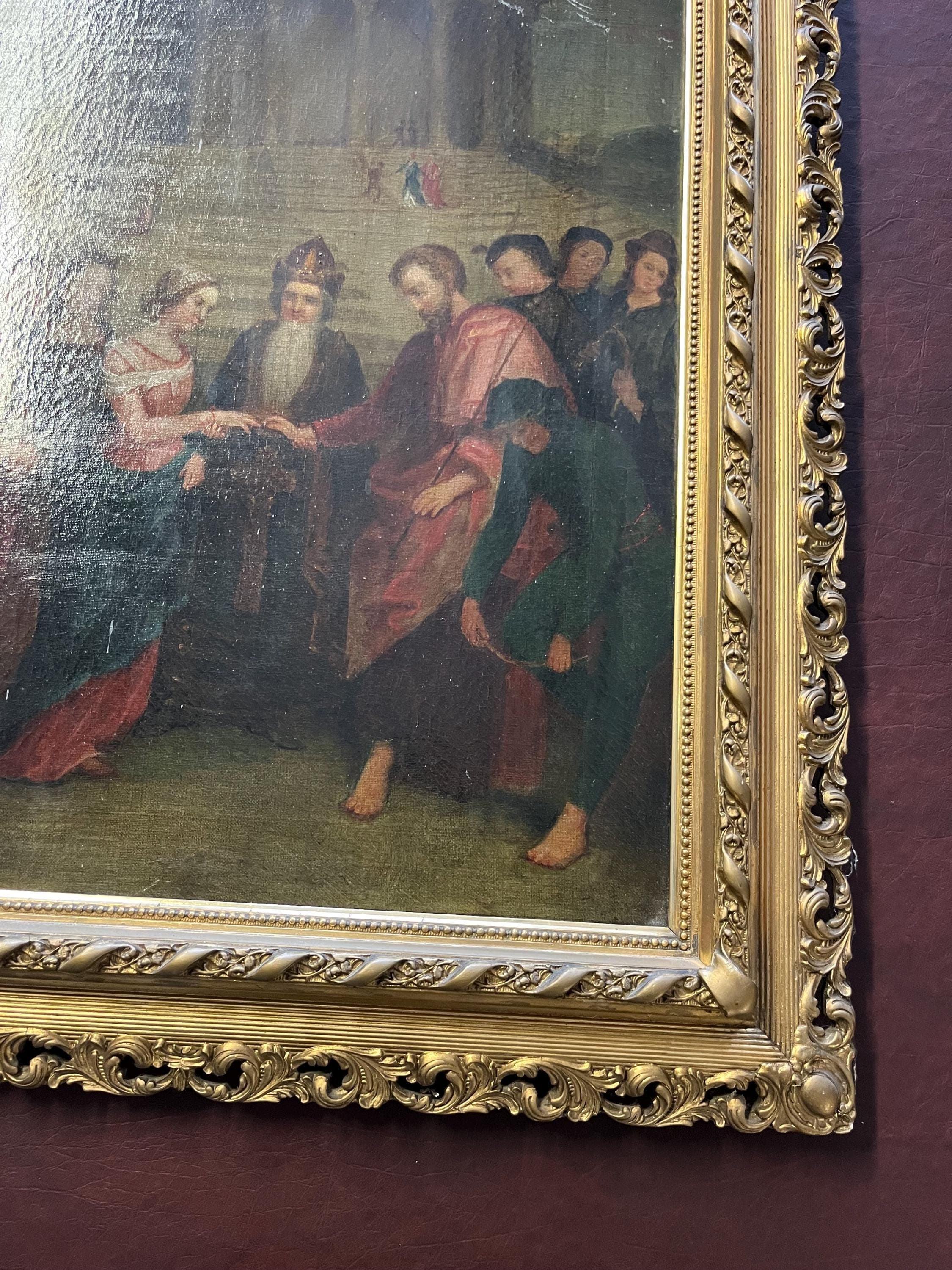 Antique Oil on Canvas After Raphael’s “The Marriage of the Virgin” - Thumbnail 7