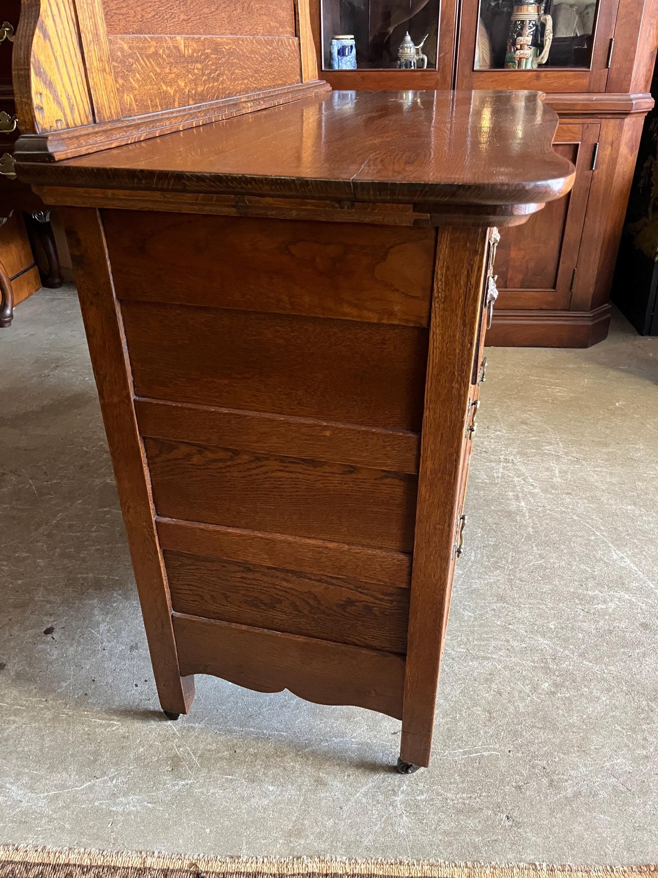 Antique Oak Dresser With Mirror - Thumbnail 7