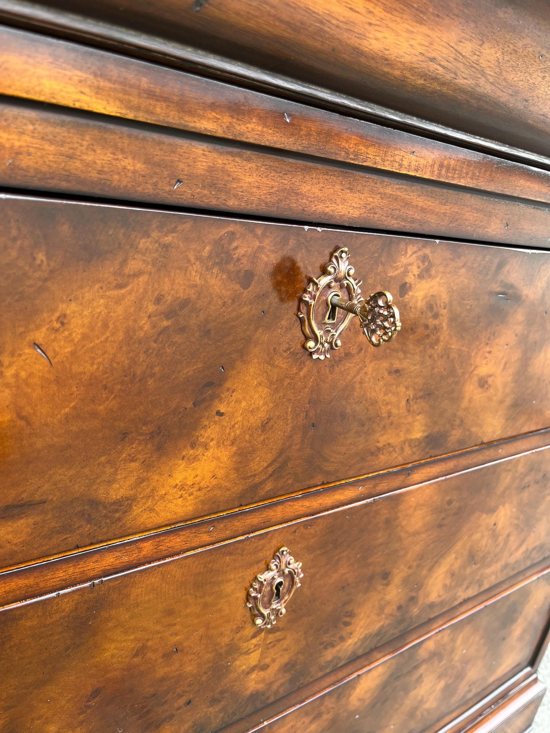 Maitland-Smith Burlwood & Black Marble Neoclassical Commode - Thumbnail 14