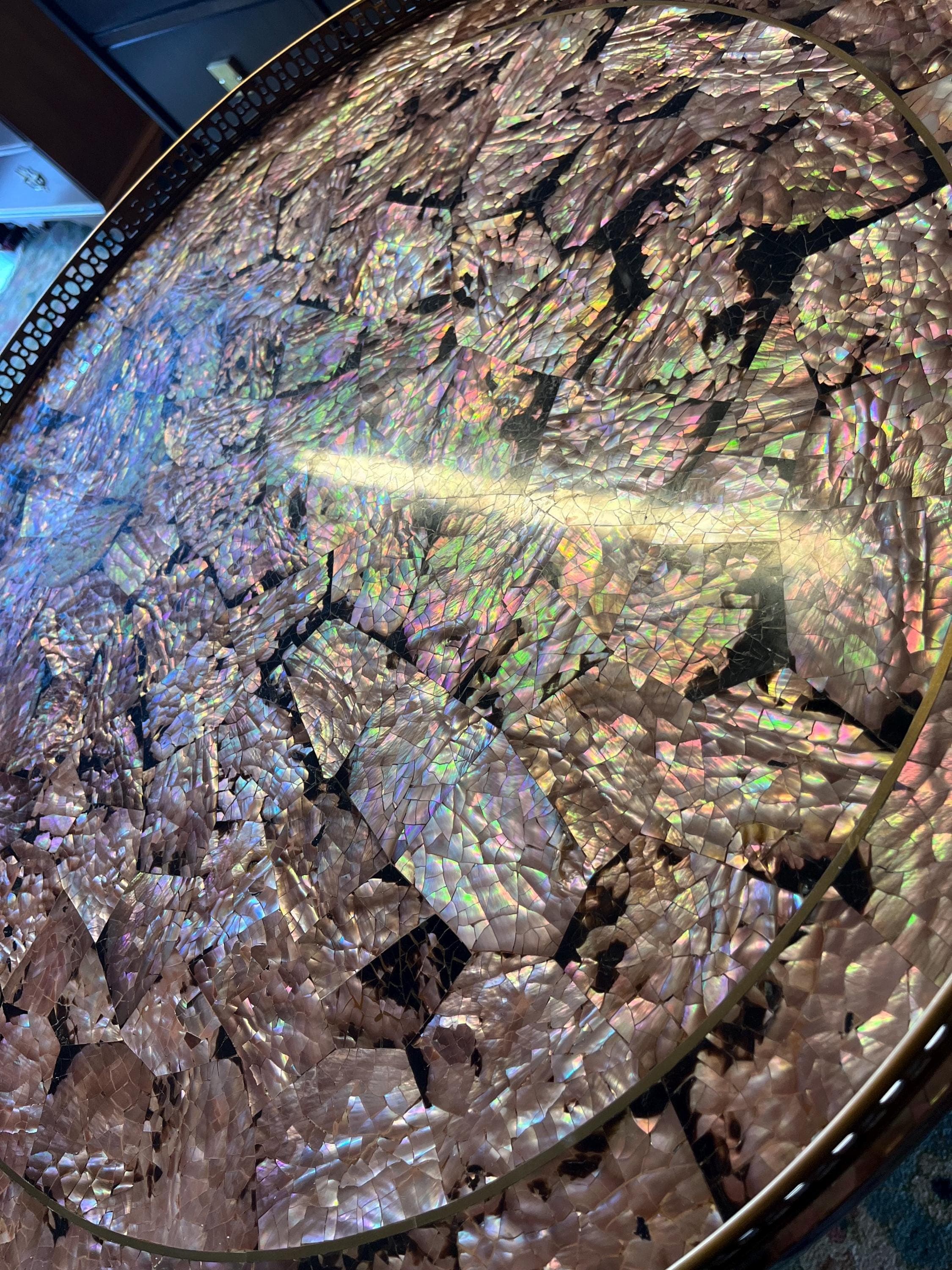 Maitland-Smith Round Mother-of-Pearl Table - Thumbnail 7