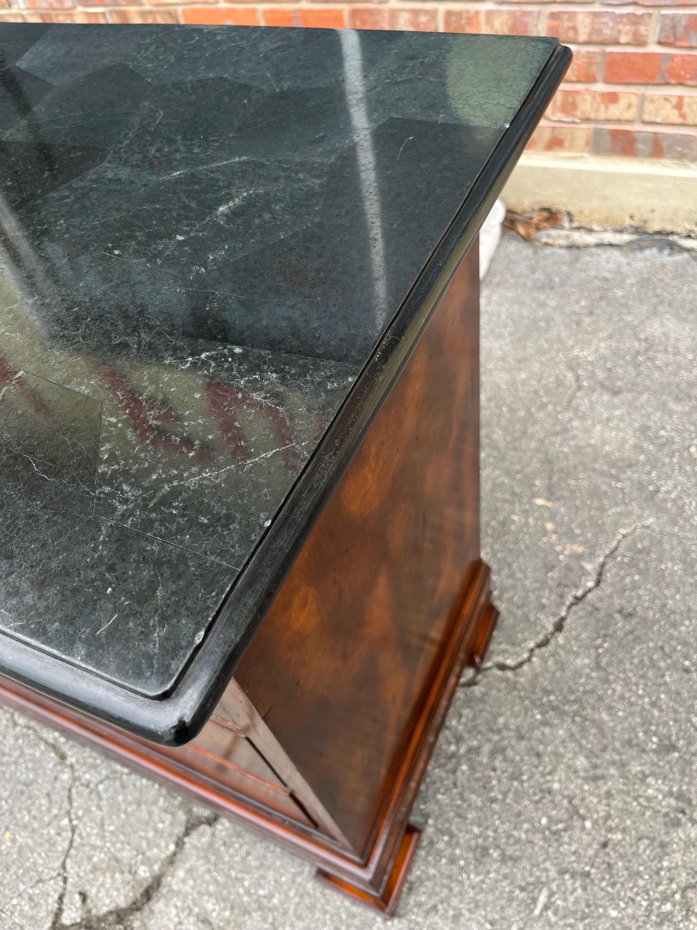 Maitland-Smith Burlwood & Black Marble Neoclassical Commode - Thumbnail 6