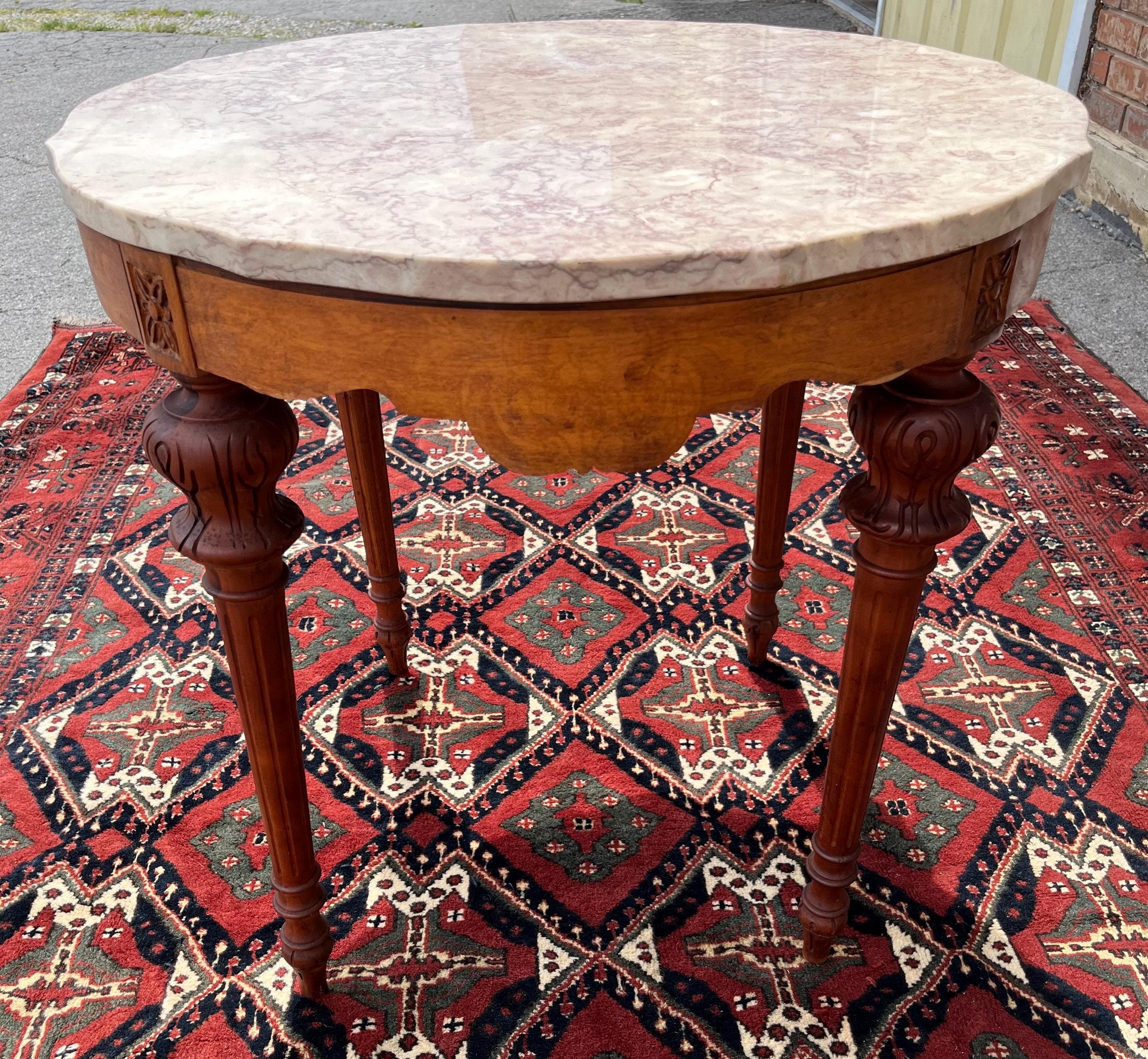 French Style Marble-Top Table - Thumbnail 5
