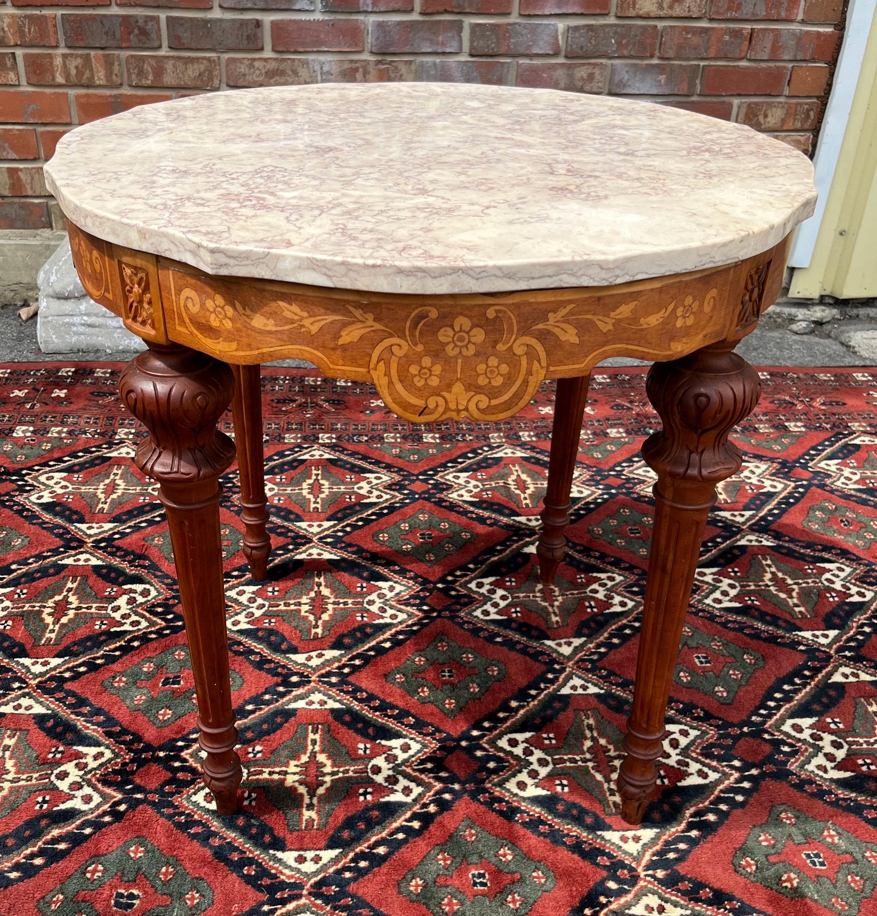 French Style Marble-Top Table - Thumbnail 8