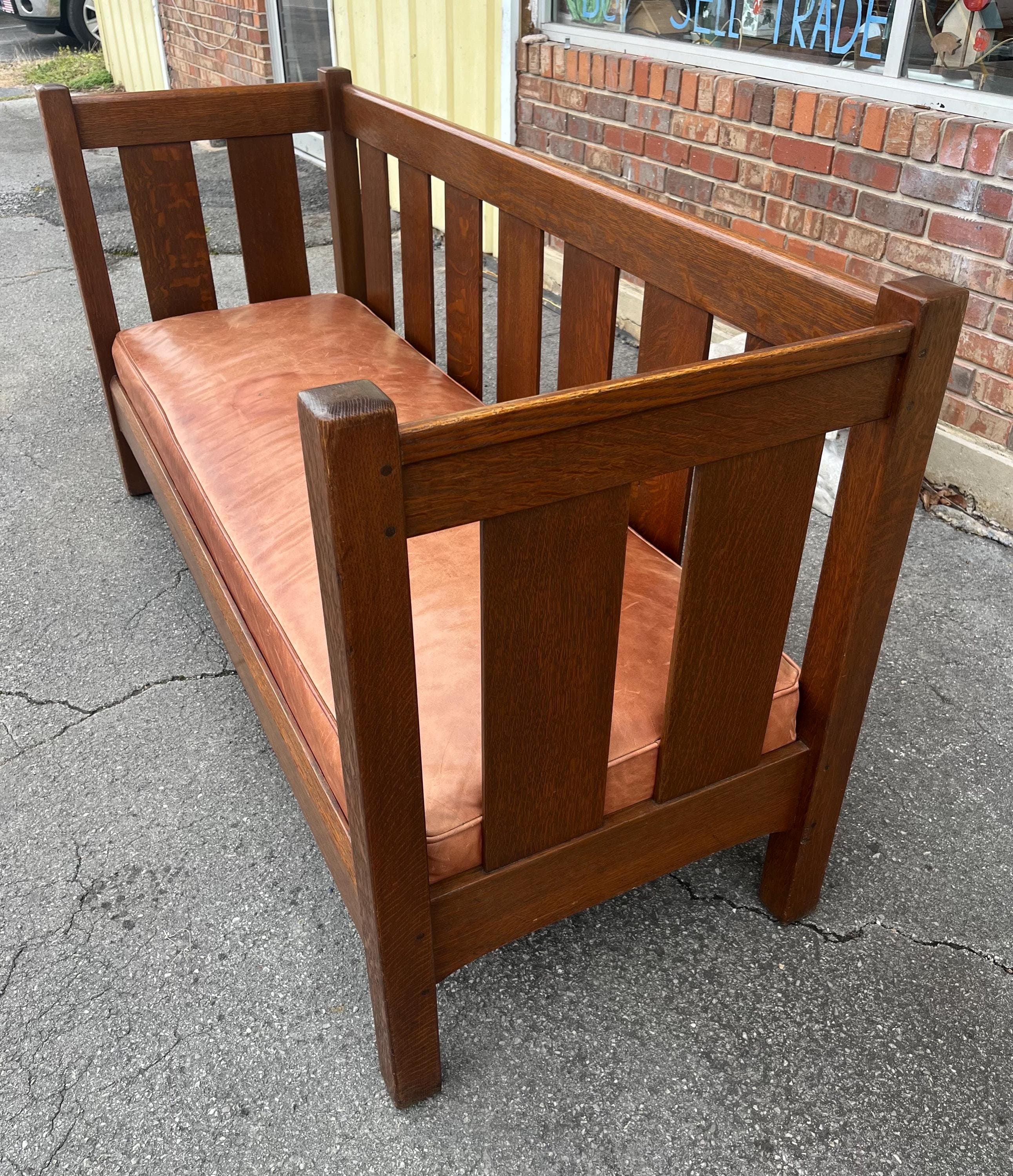 Early 20th Century L. & j.g. Stickley Model 216 Mission Oak Settle - Thumbnail 15