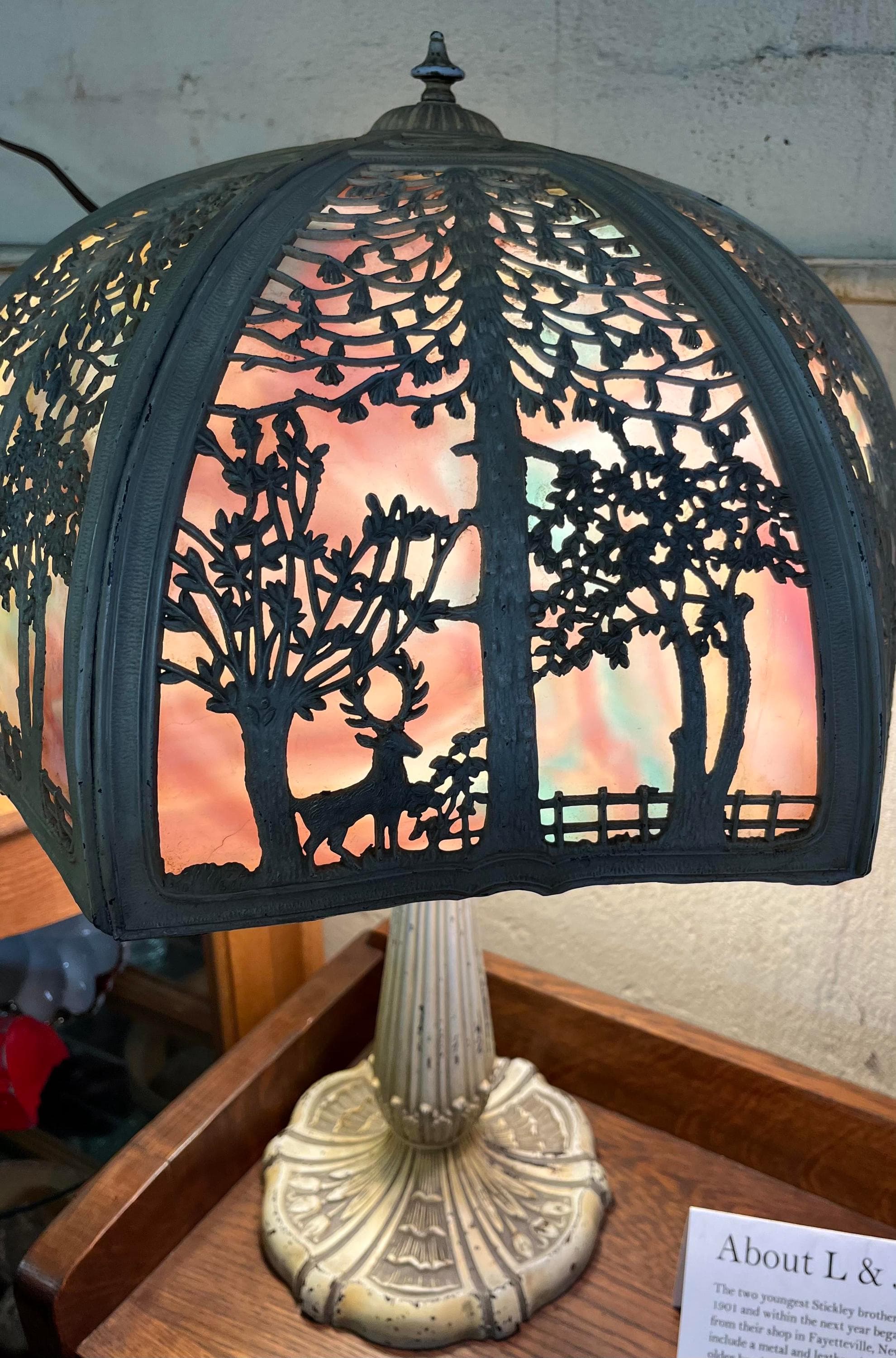 Antique Slag Glass Lamp - Thumbnail 2