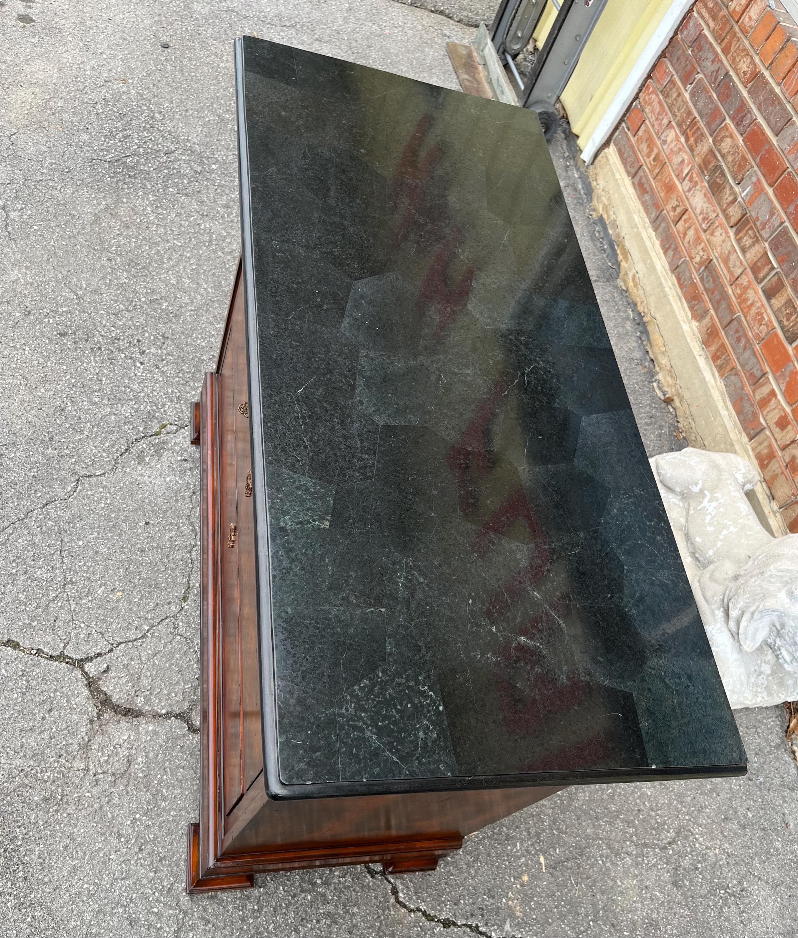 Maitland-Smith Burlwood & Black Marble Neoclassical Commode - Thumbnail 15