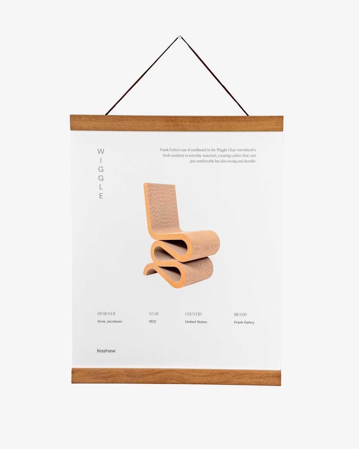 Arne Jacobsen Magnetic Teak Wiggle Poster Frame