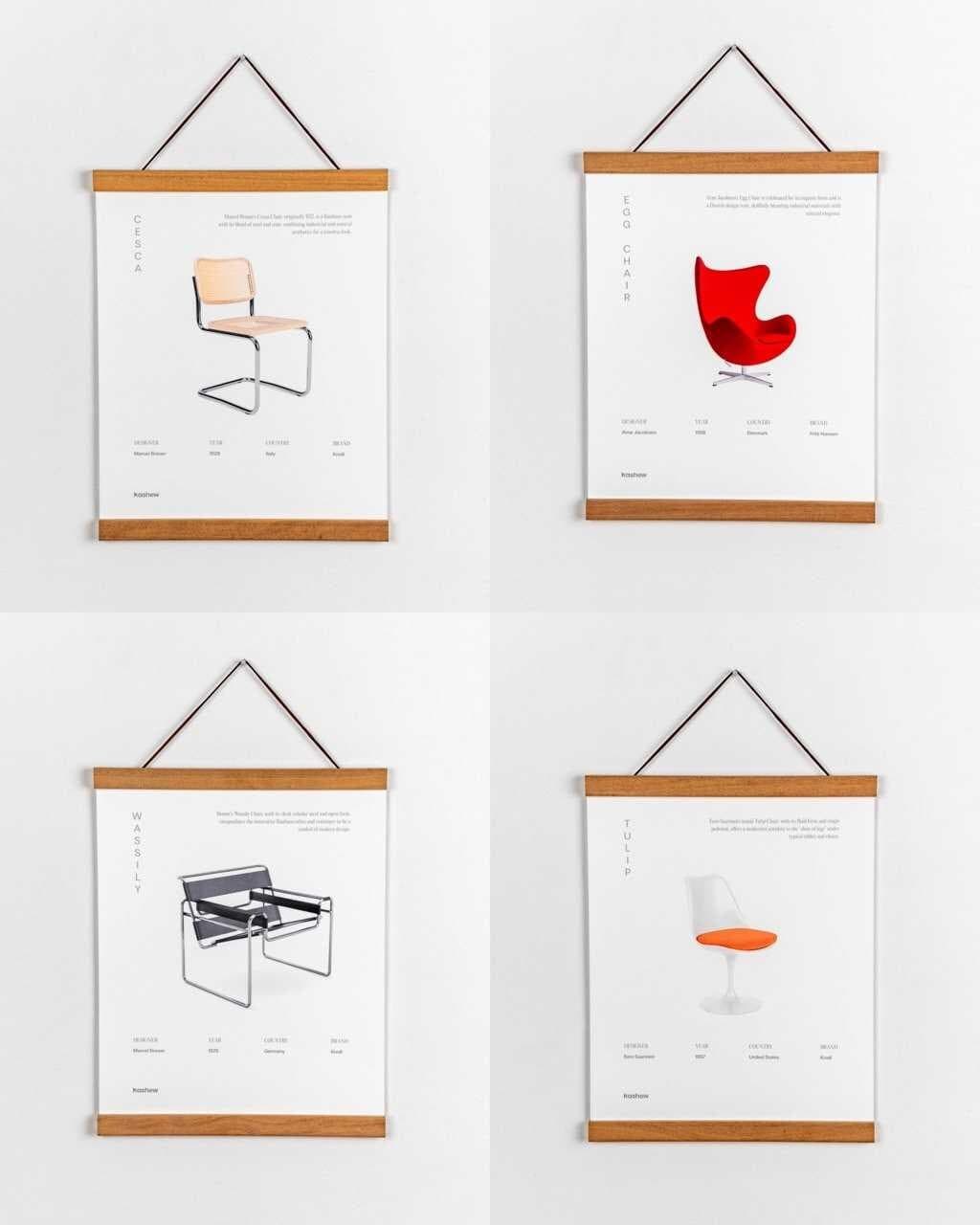 Arne Jacobsen Magnetic Teak Wiggle Poster Frame - Thumbnail 7