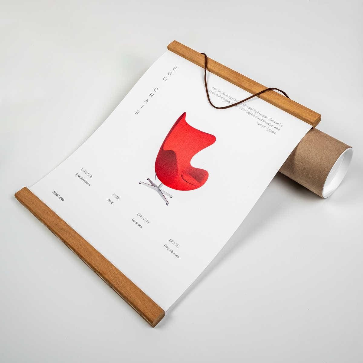 Arne Jacobsen Magnetic Teak Egg Chair Poster Frame - Thumbnail 3